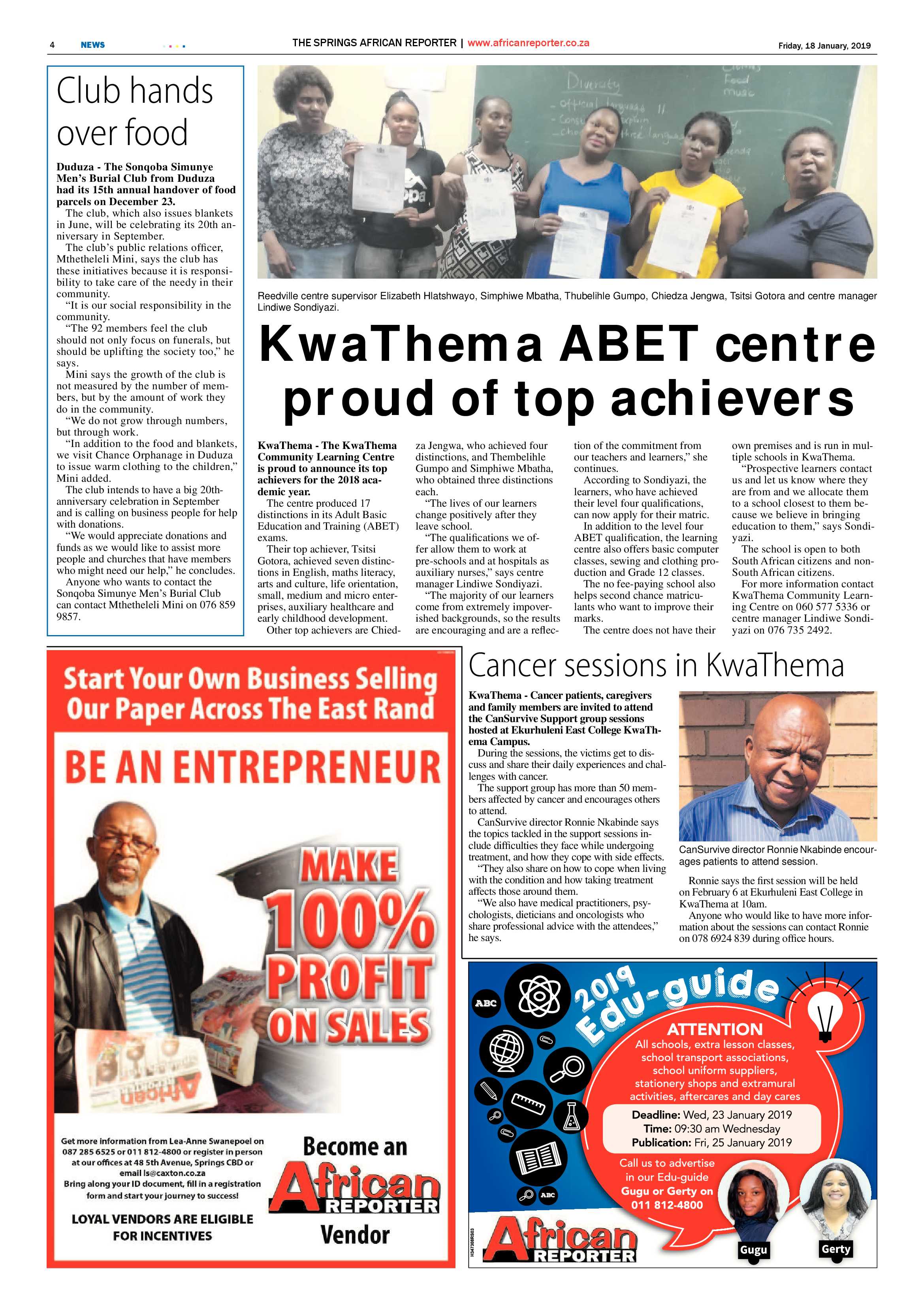 African Reporter 18 January 2019 page 4