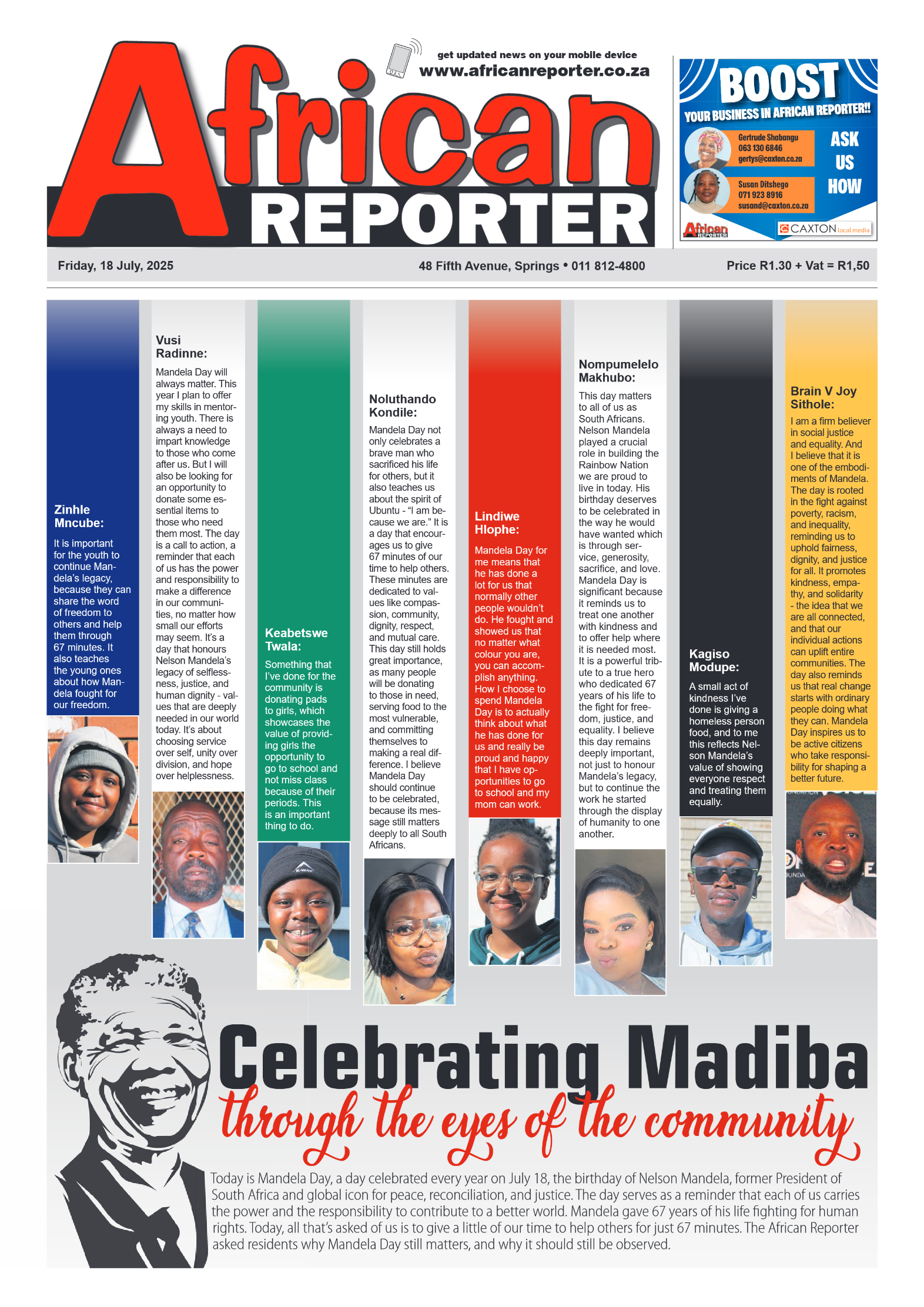 African Reporter 18 July 2025 page 1