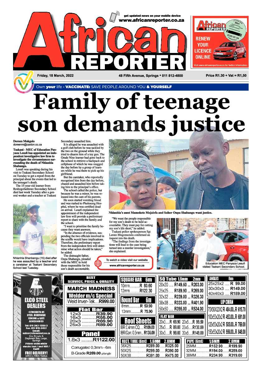African Reporter 18 March 2022 page 1