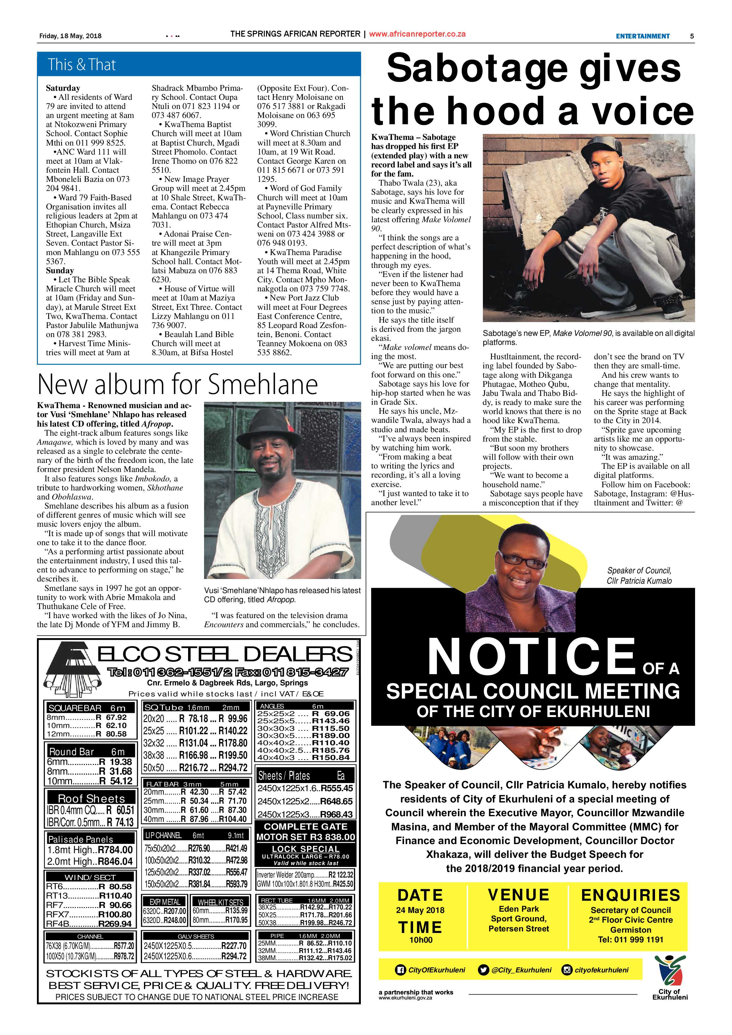 African Reporter 18 May 2018 page 5