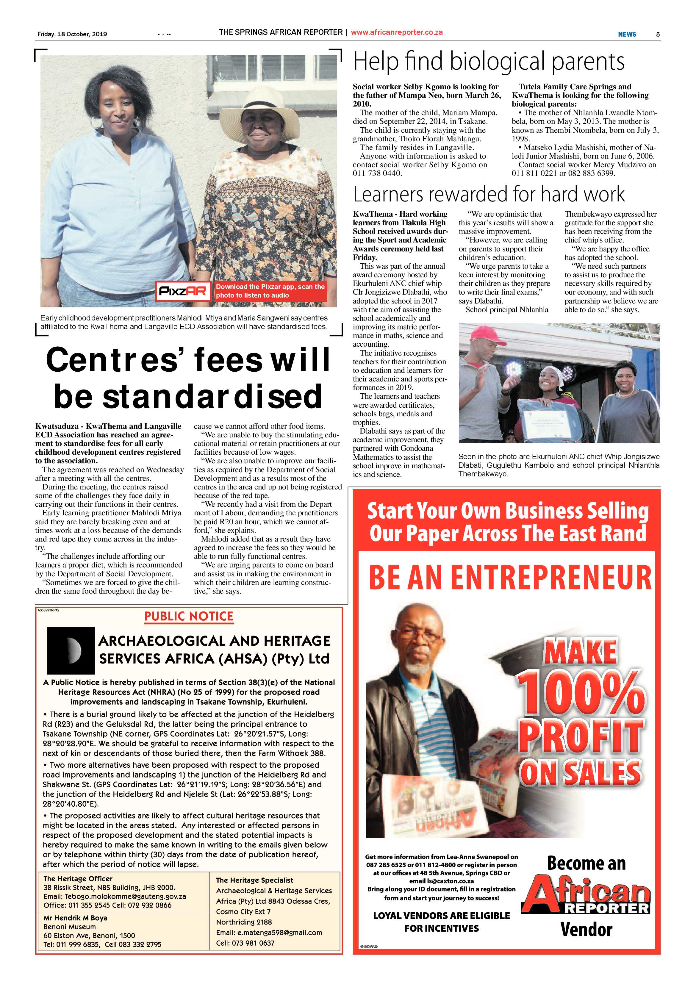 African Reporter 18 October 2019 page 5