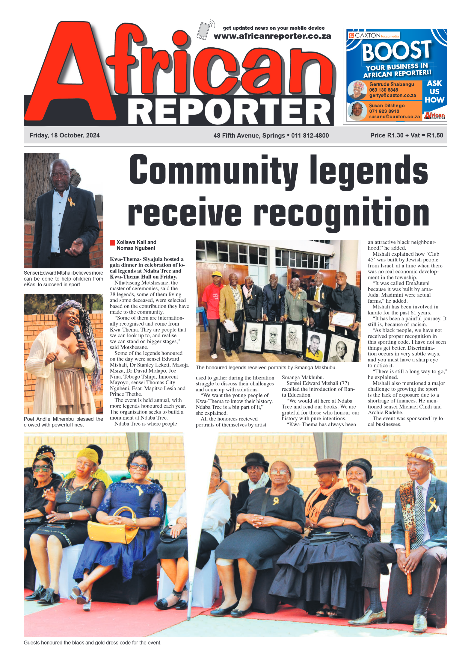 African Reporter 18 October 2024 page 1