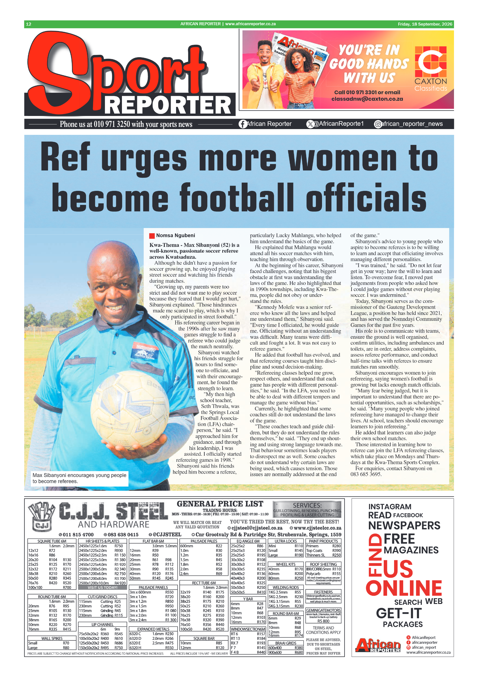 African Reporter 18 September 2026 page 12