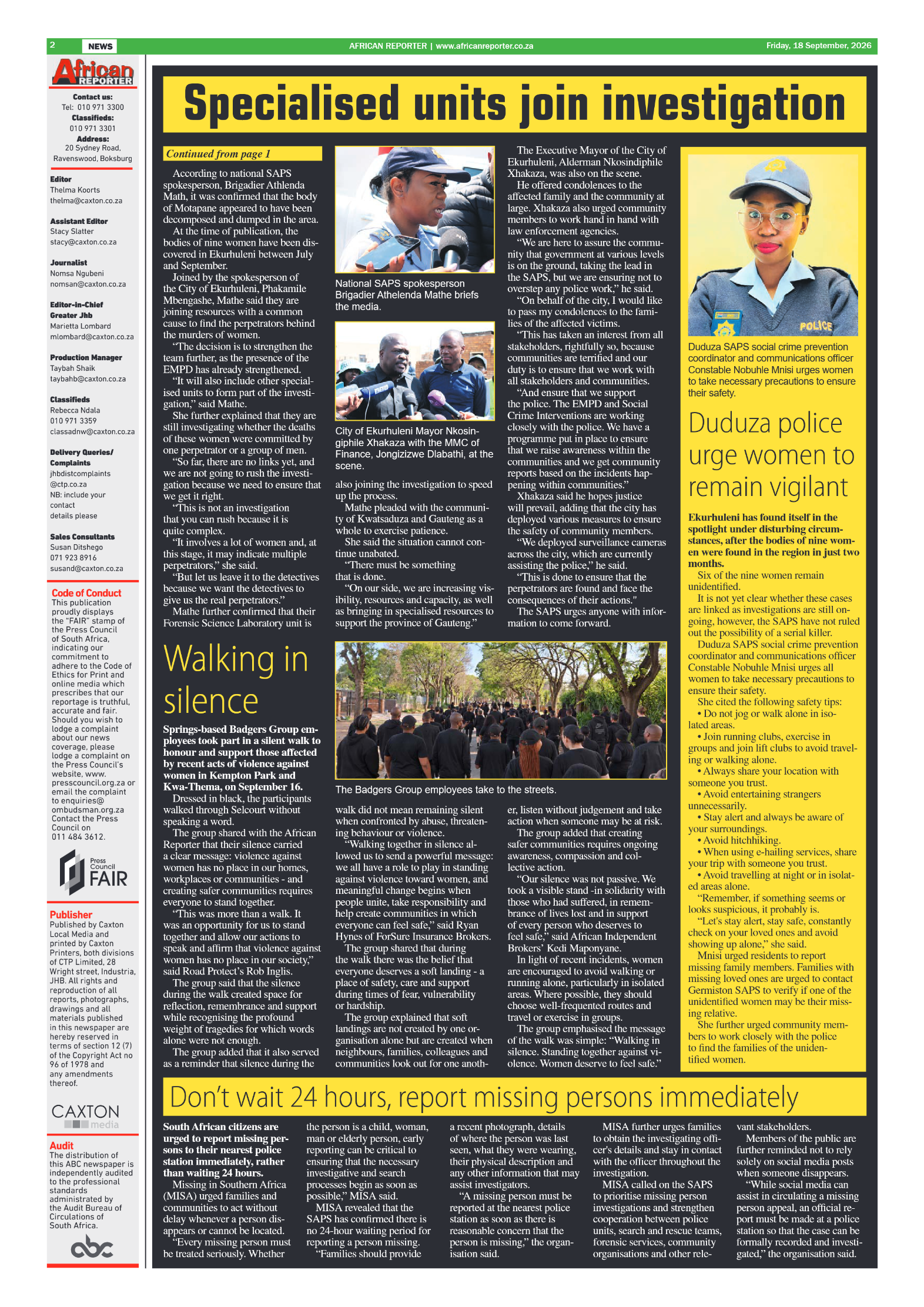 African Reporter 18 September 2026 page 2