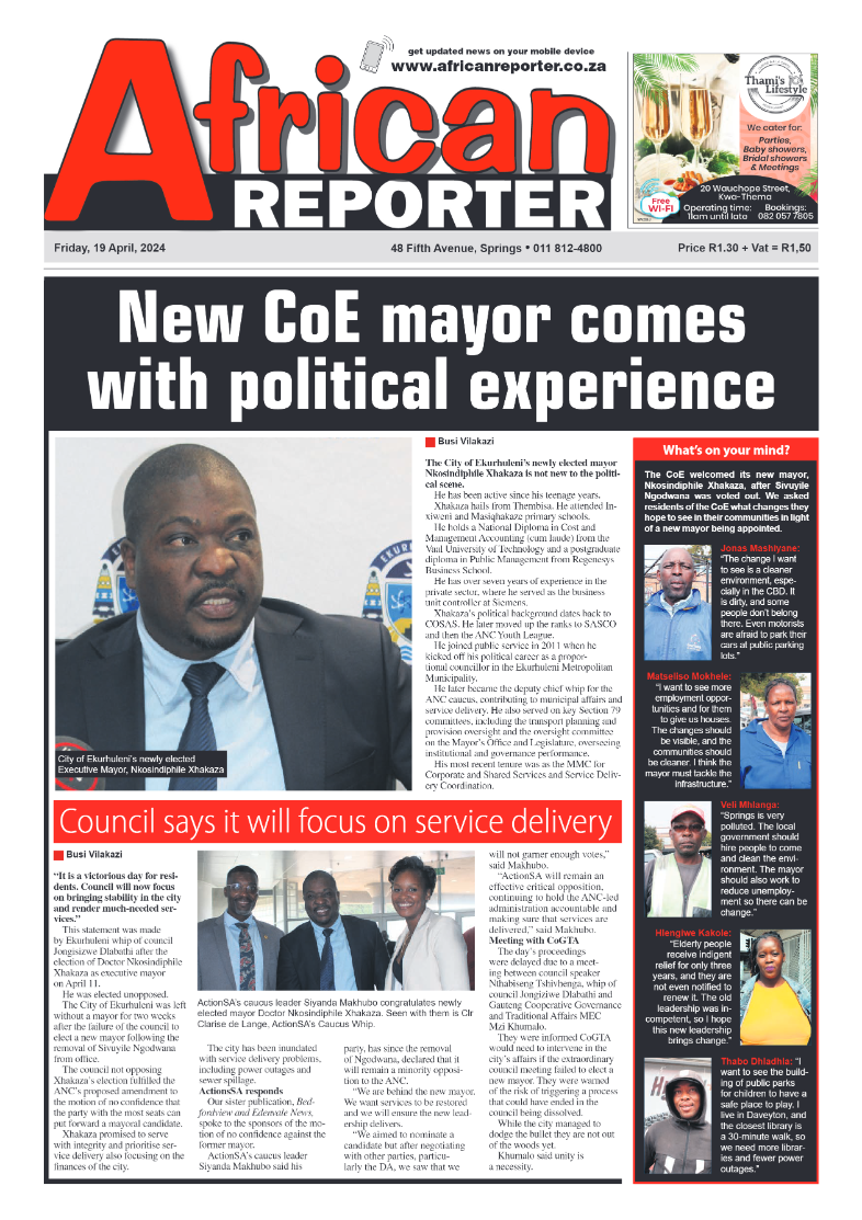 African Reporter 19 April 2024 page 1
