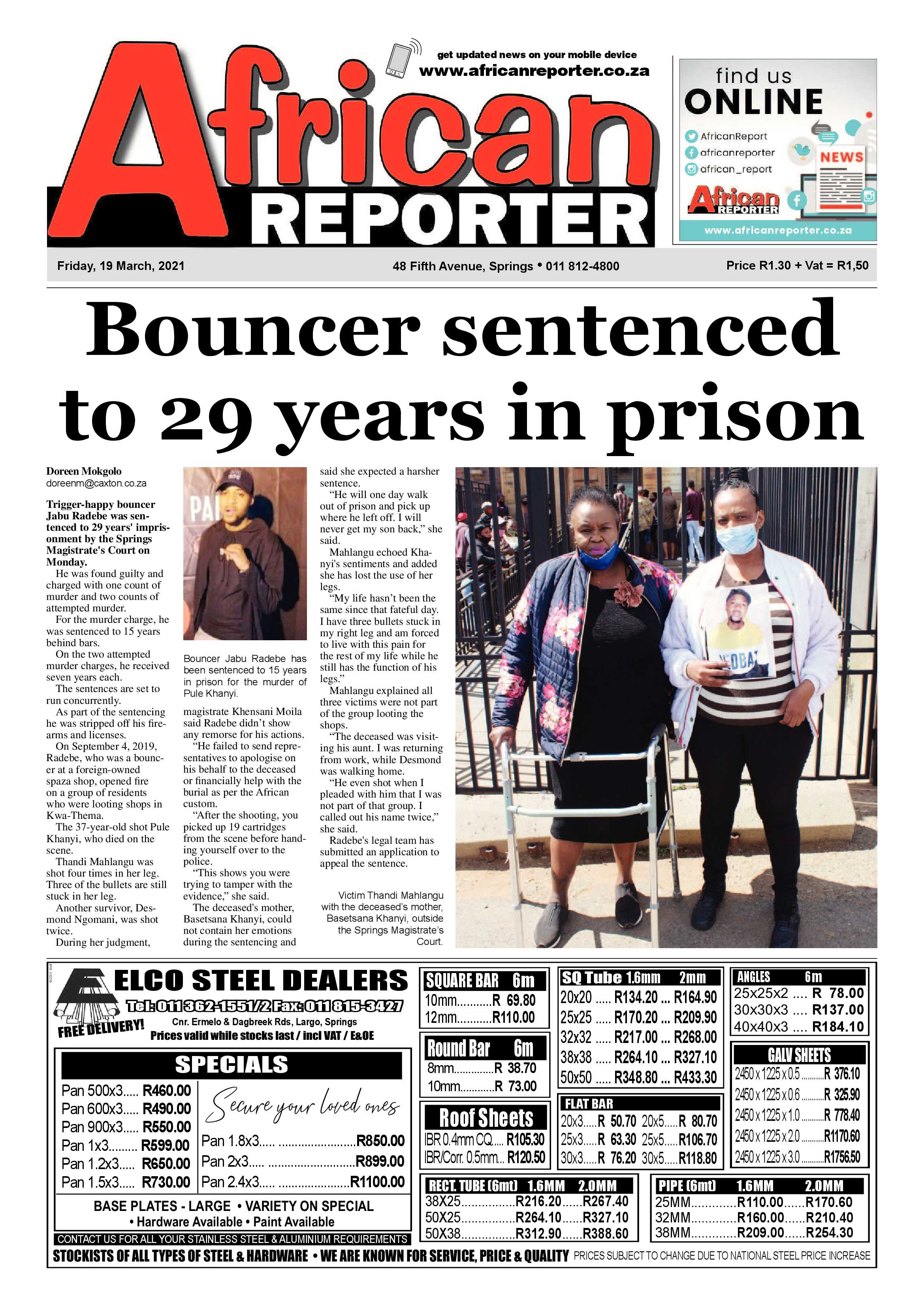 African Reporter 19 March 2021 page 1