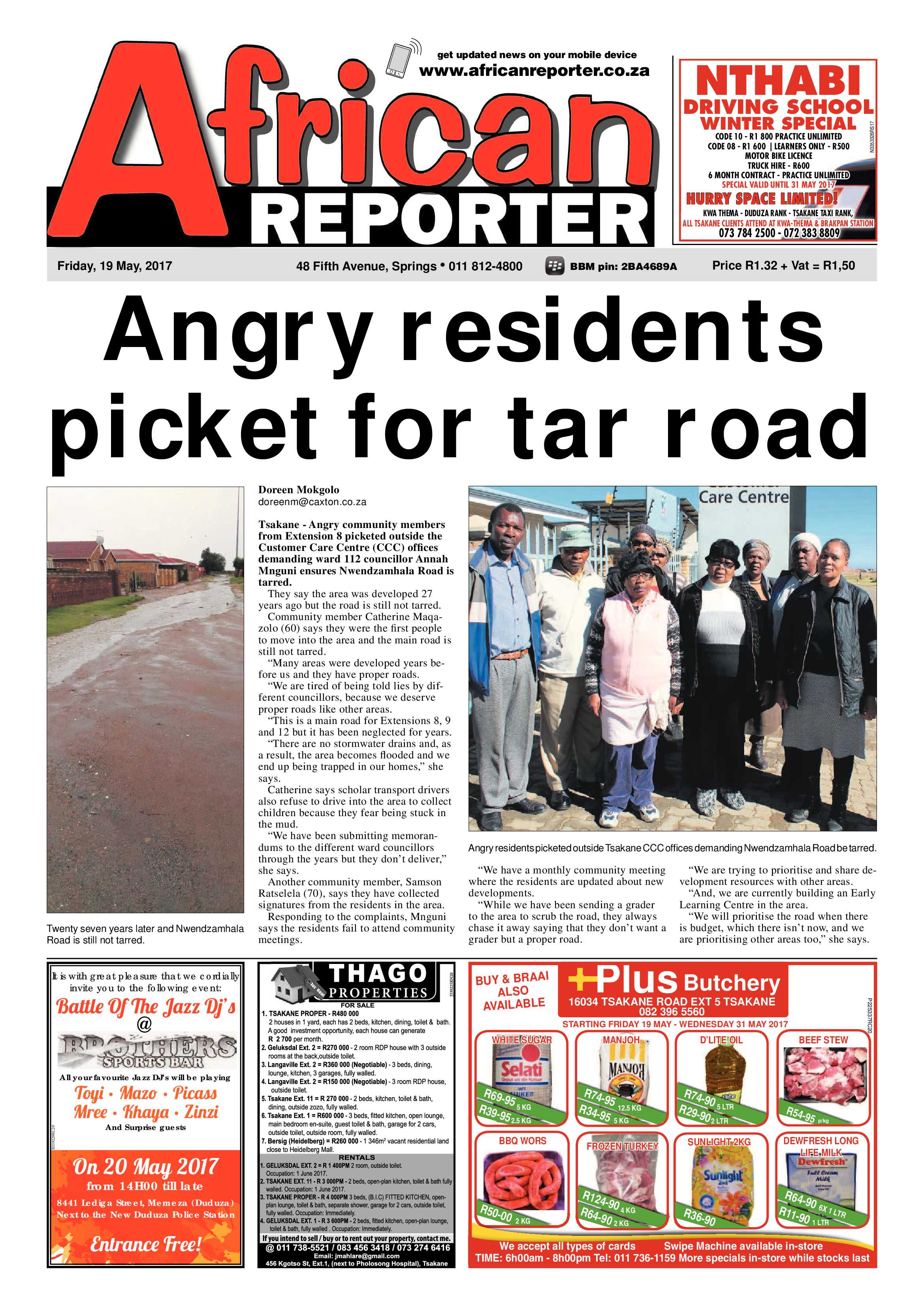 African Reporter 19 May 2017 page 1