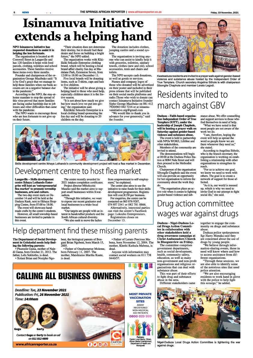 African Reporter 19 November 2021 page 6