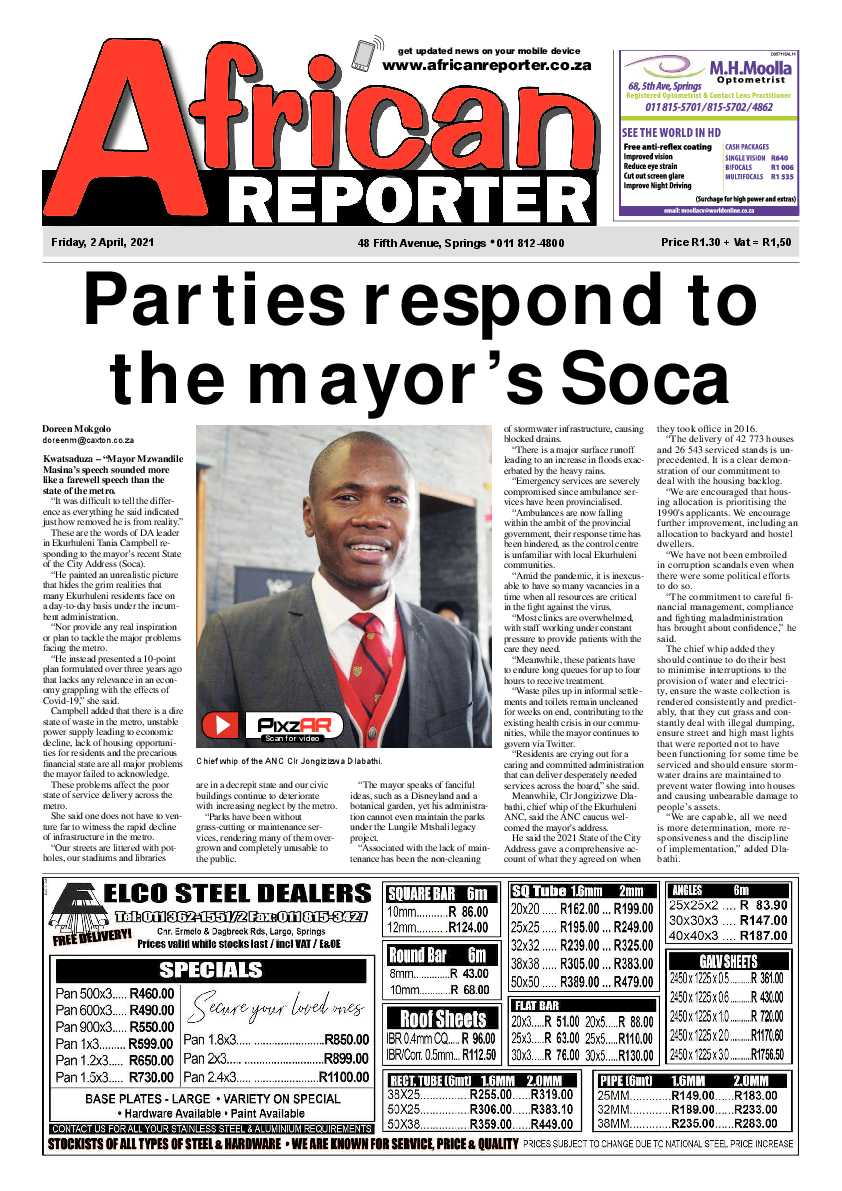 African Reporter 1 April 2021 page 1