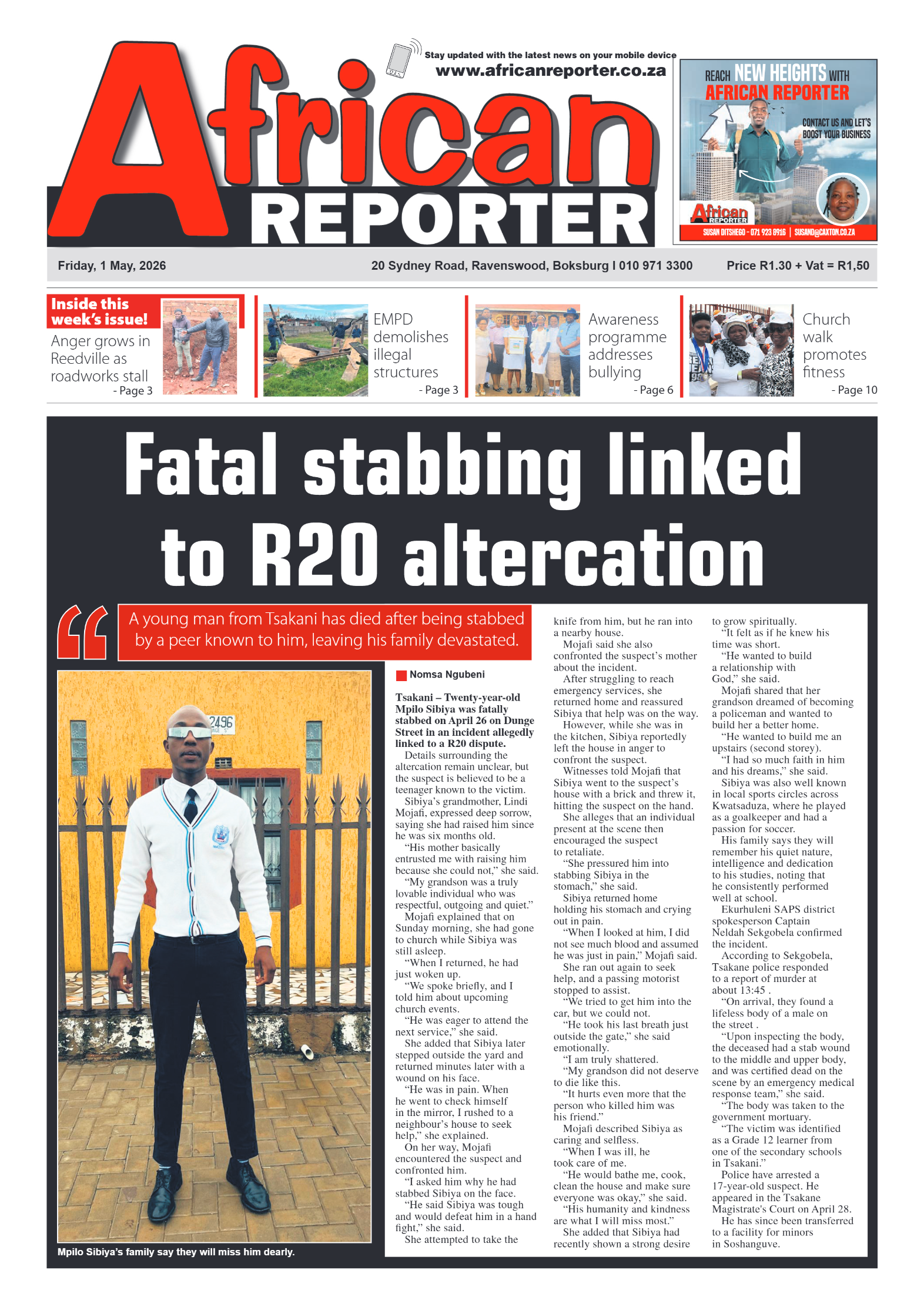 African Reporter 1 May 2026 page 1