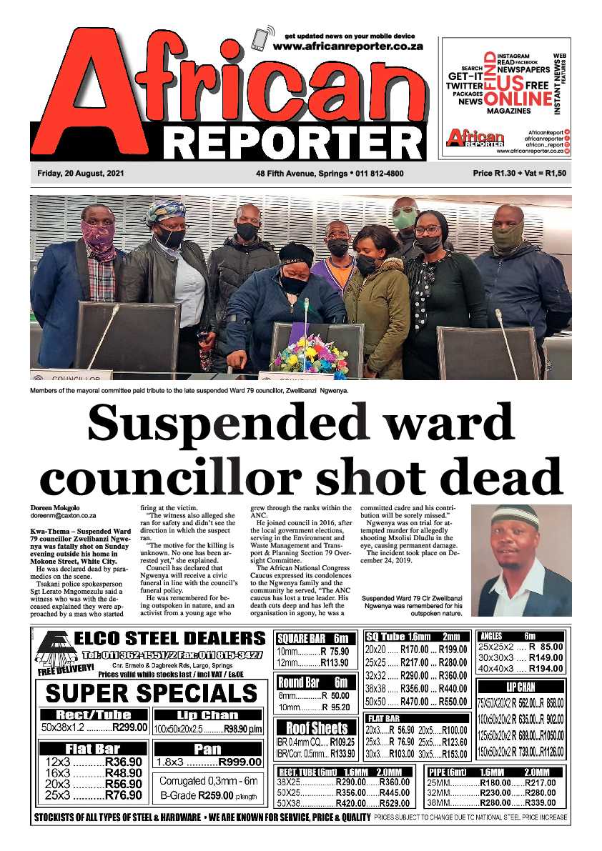 African Reporter 20 August 2021 page 1