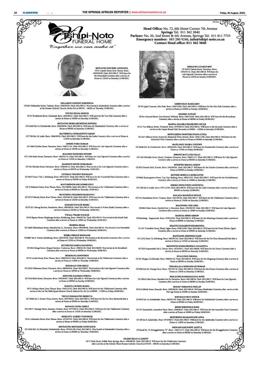 African Reporter 20 August 2021 page 10