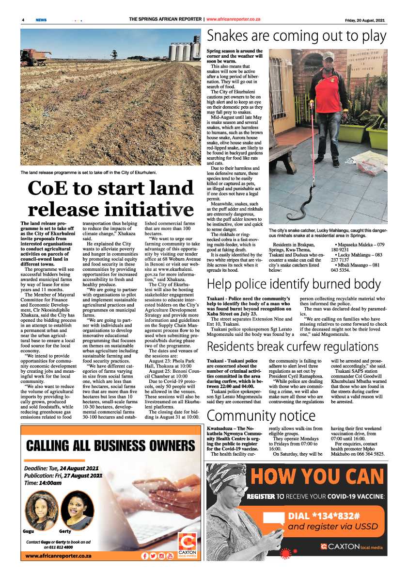African Reporter 20 August 2021 page 4