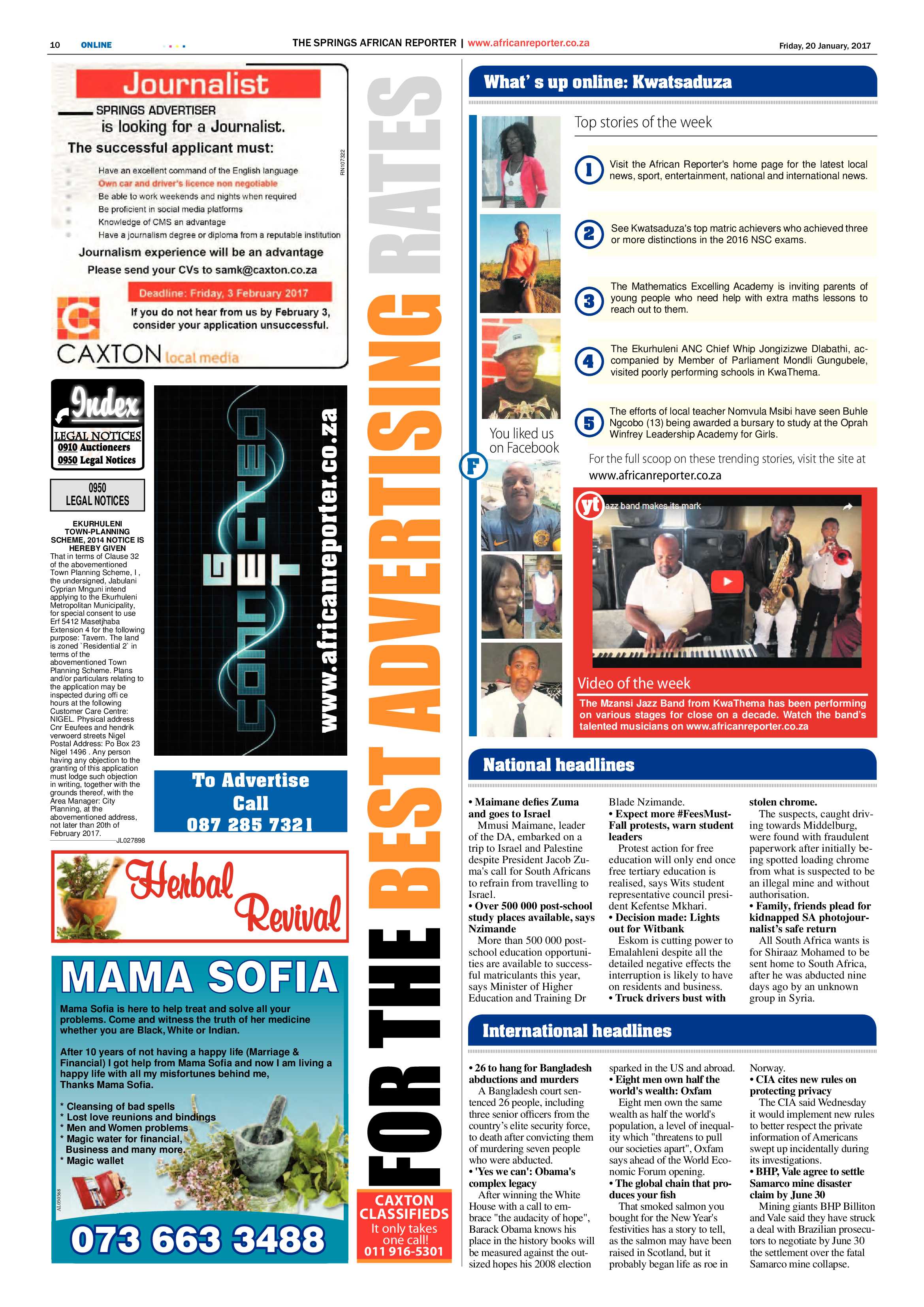 African Reporter 20 January 2017 page 10