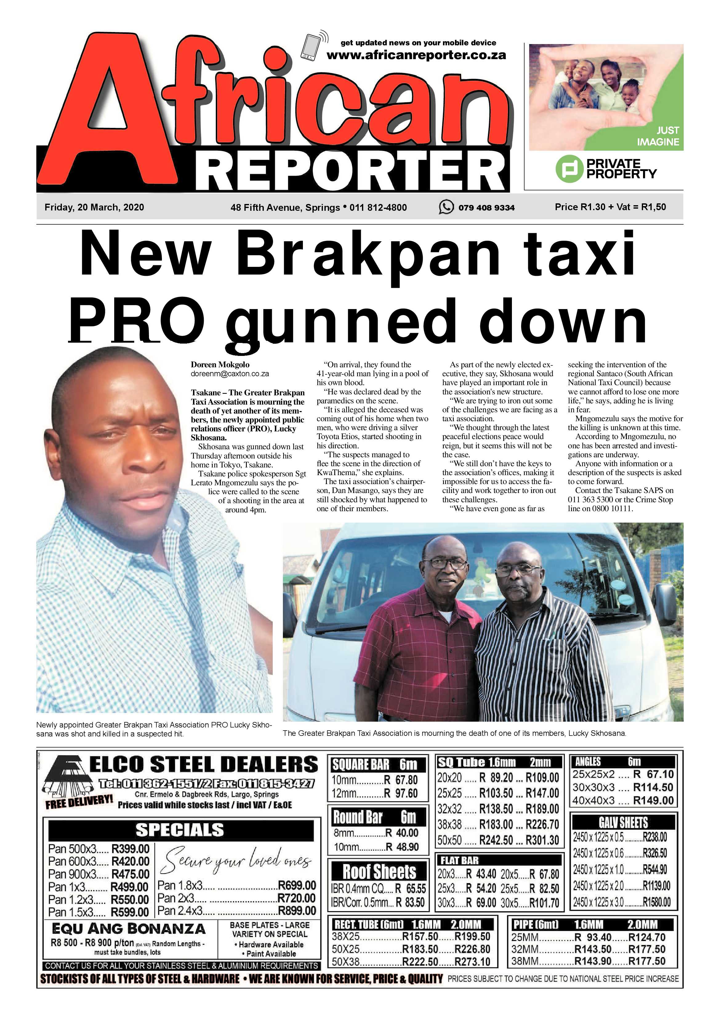 African Reporter 20 March 2020 page 1