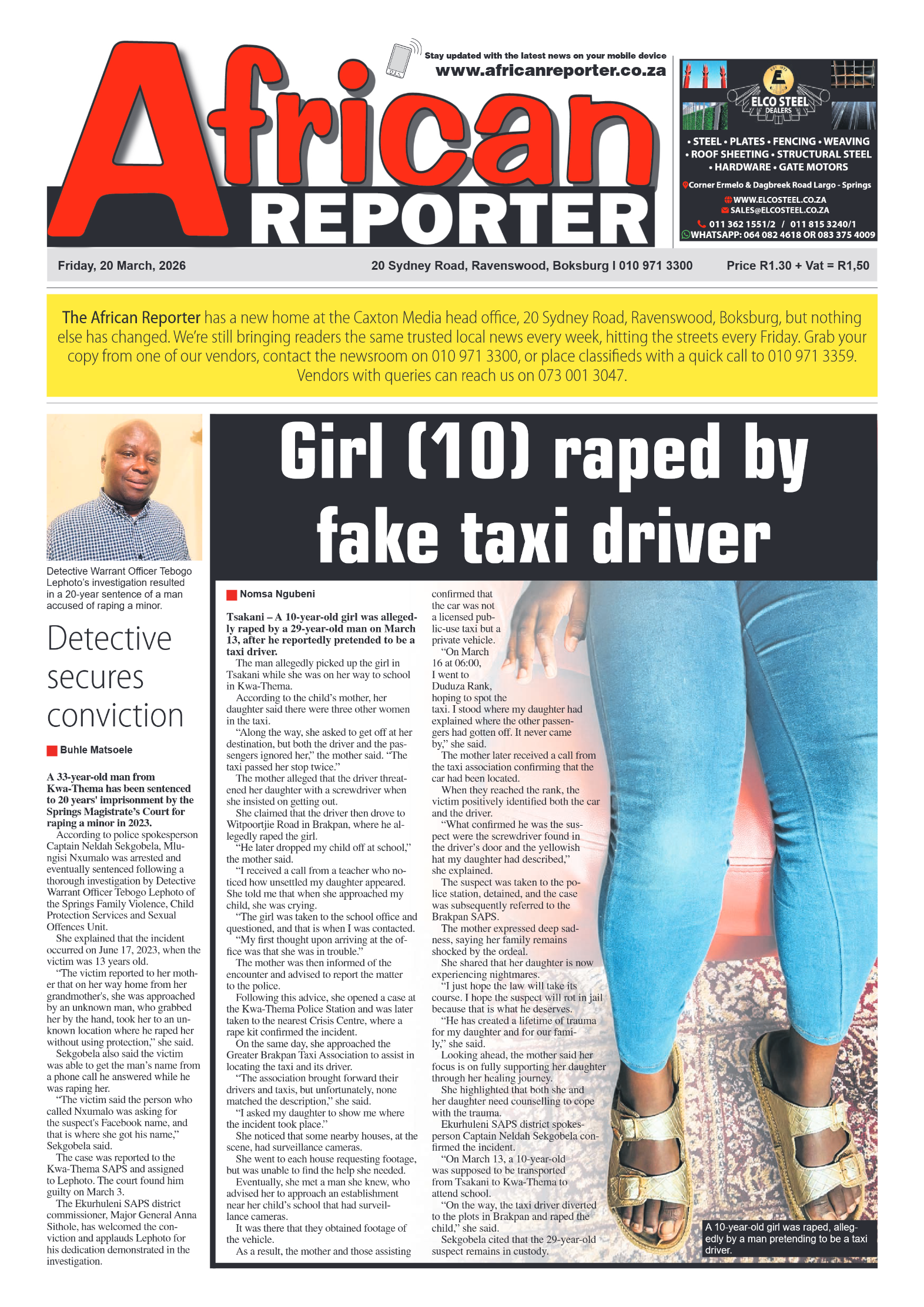 African Reporter 20 March 2026 page 1