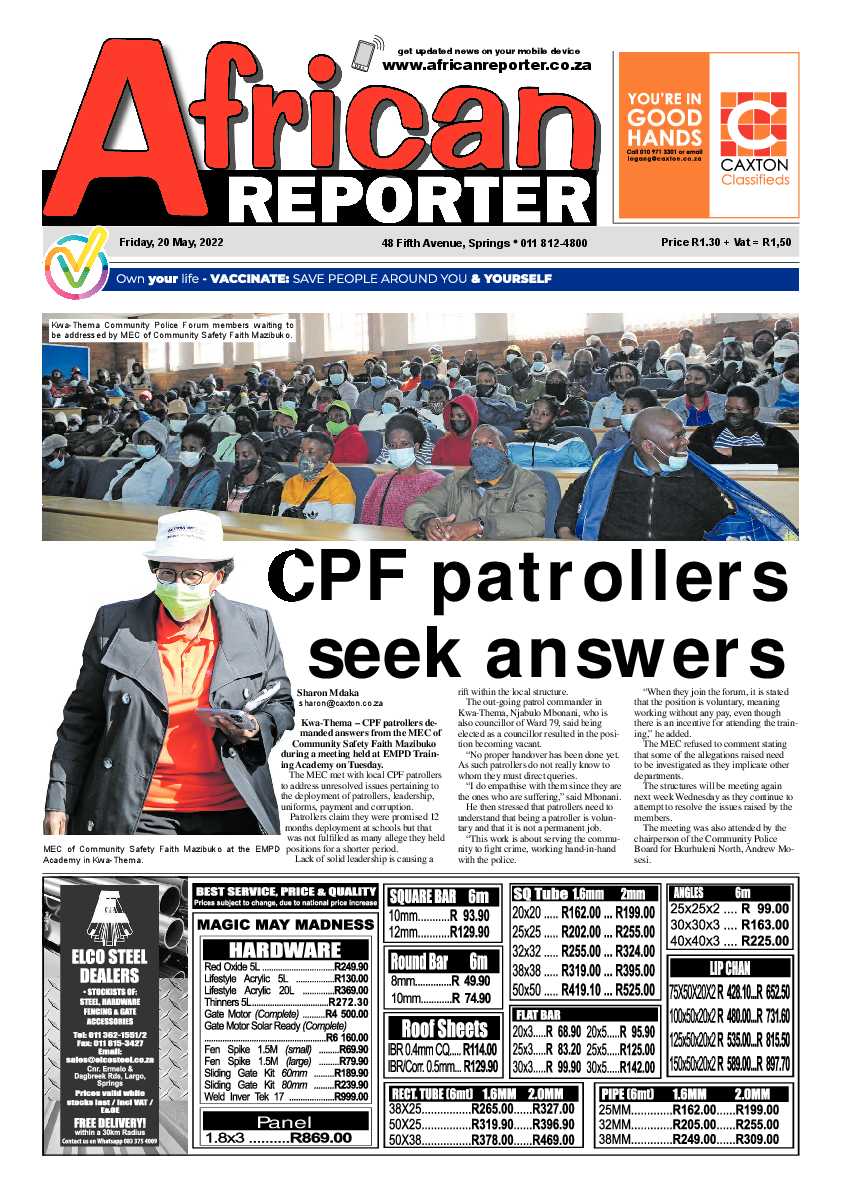 African Reporter 20 May 2022 page 1
