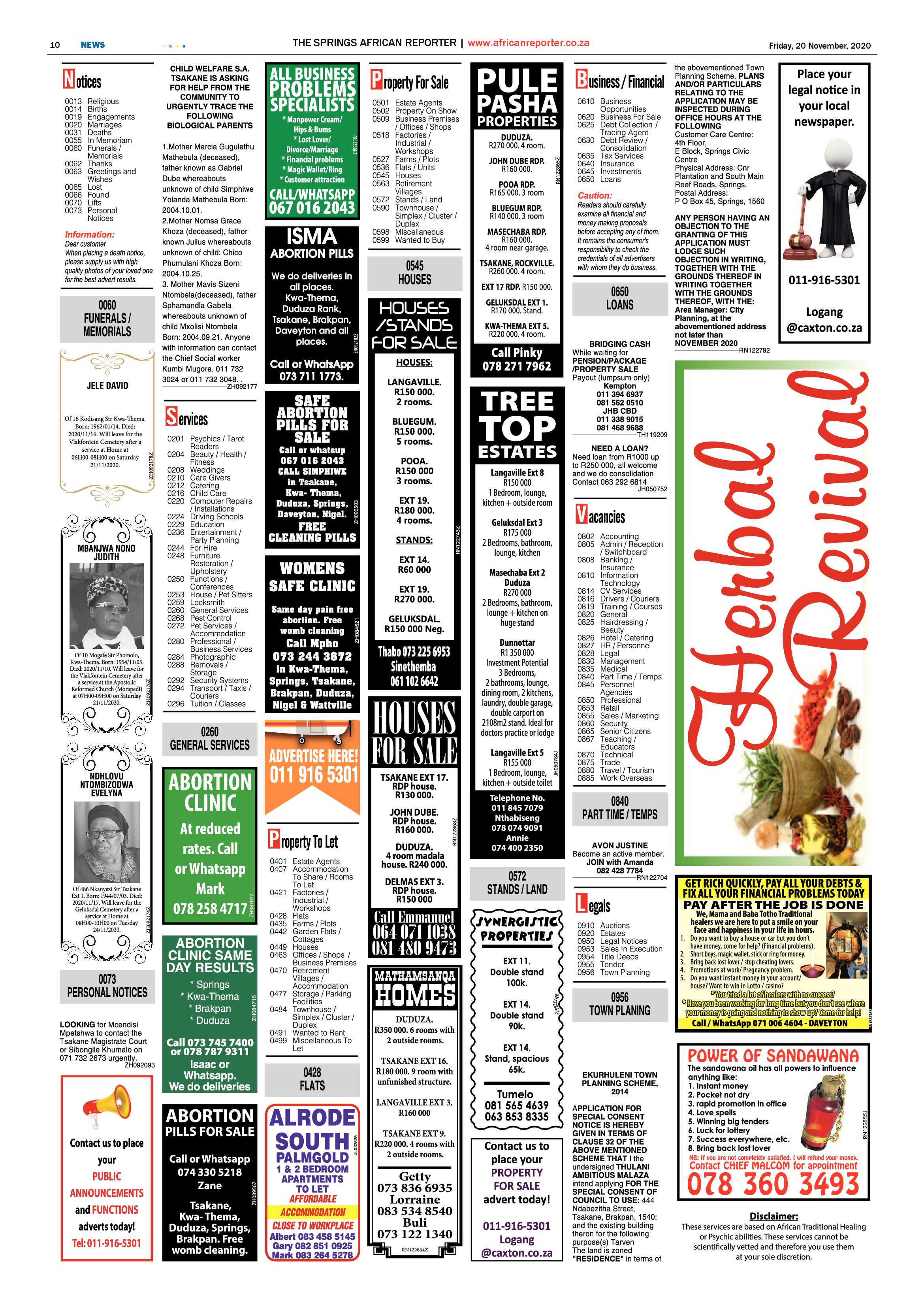 African Reporter 20 November 2020 page 10