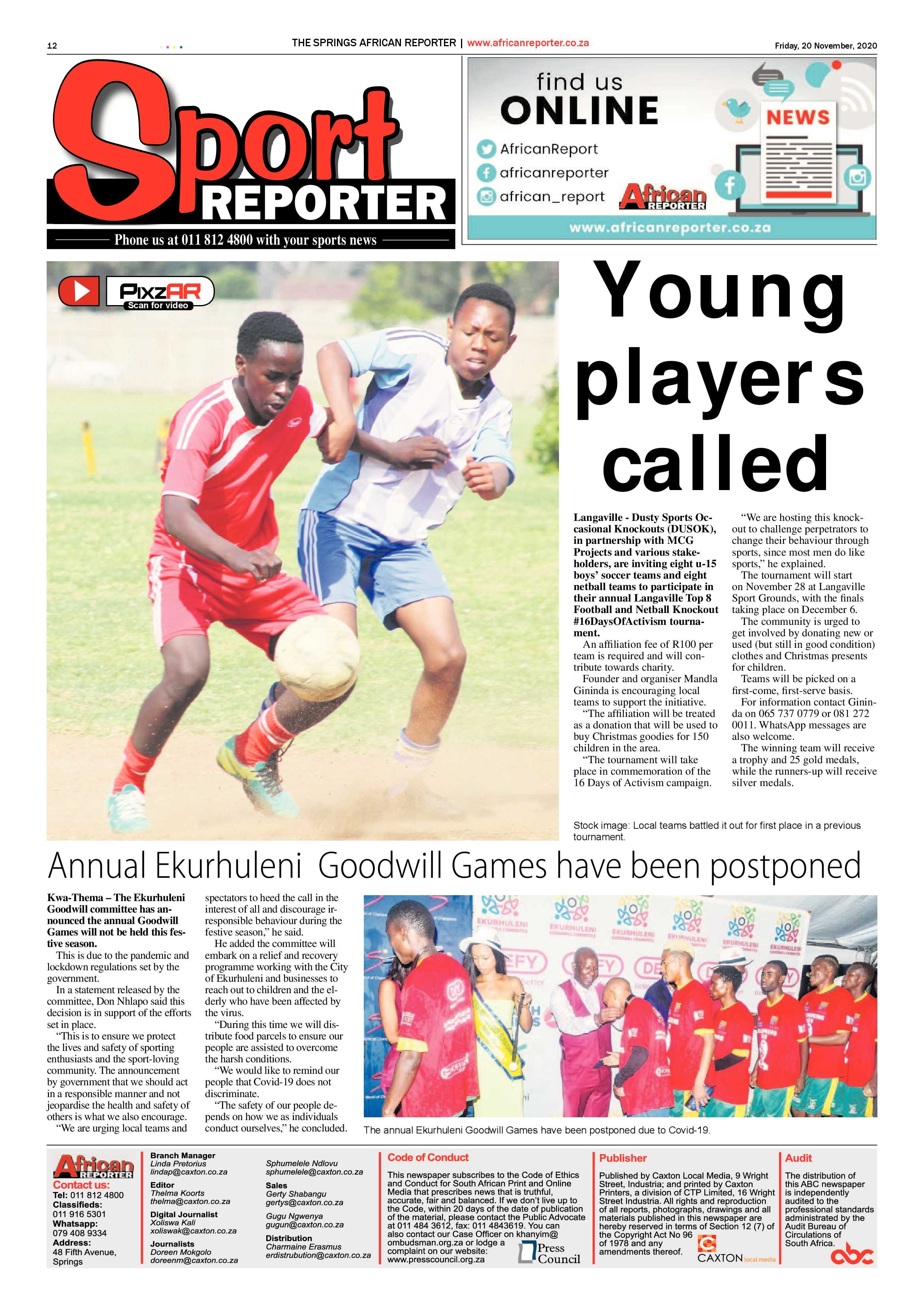 African Reporter 20 November 2020 page 12