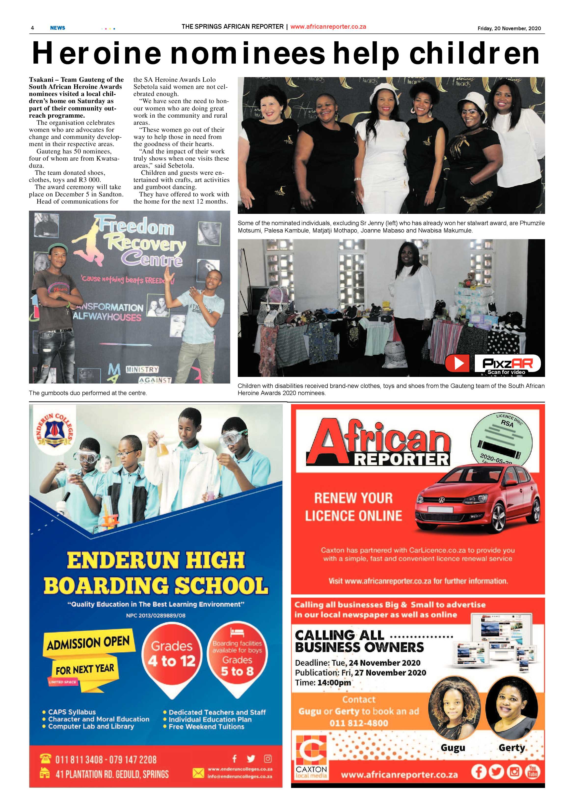 African Reporter 20 November 2020 page 4