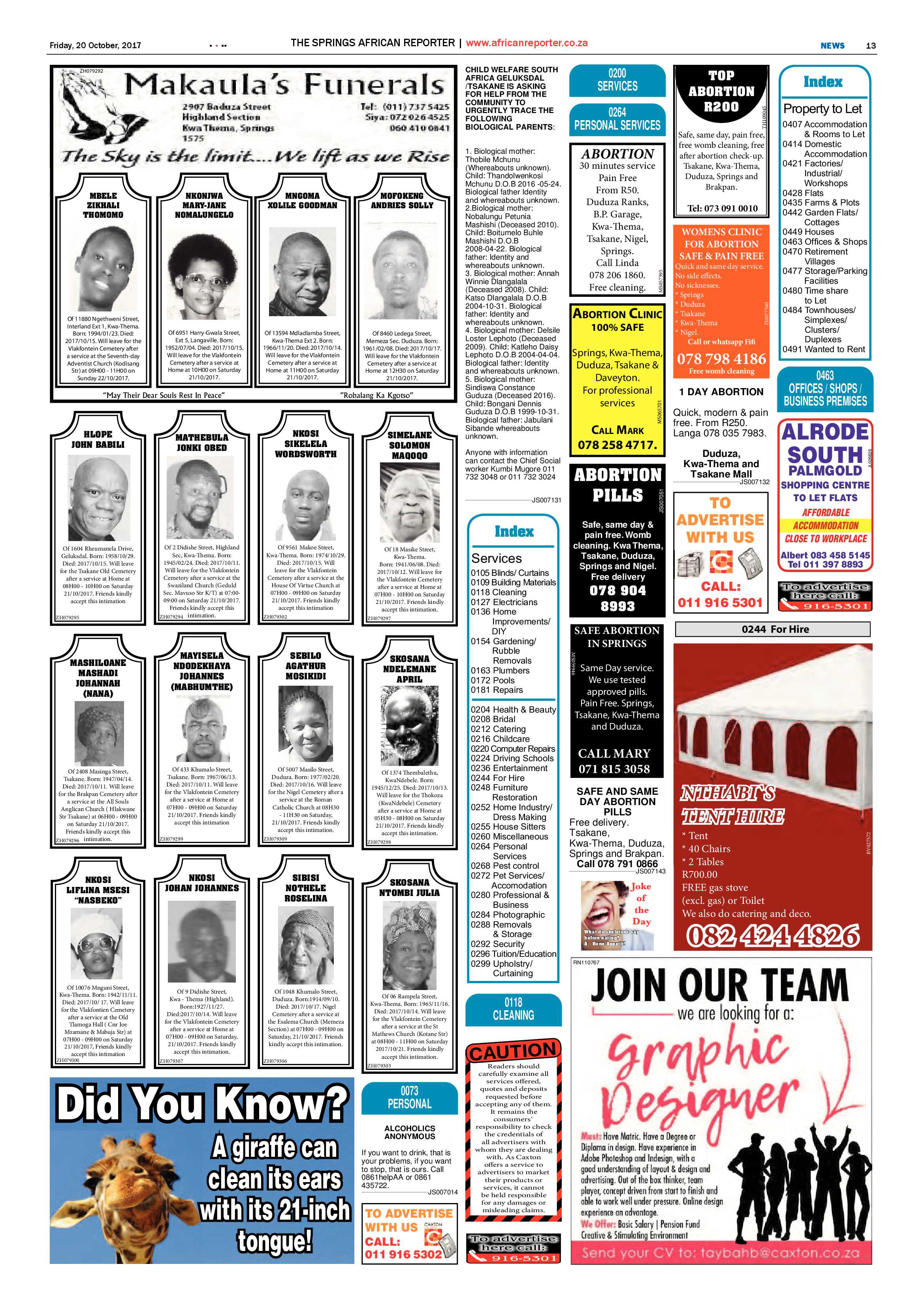 African Reporter 20 October 2017 page 13