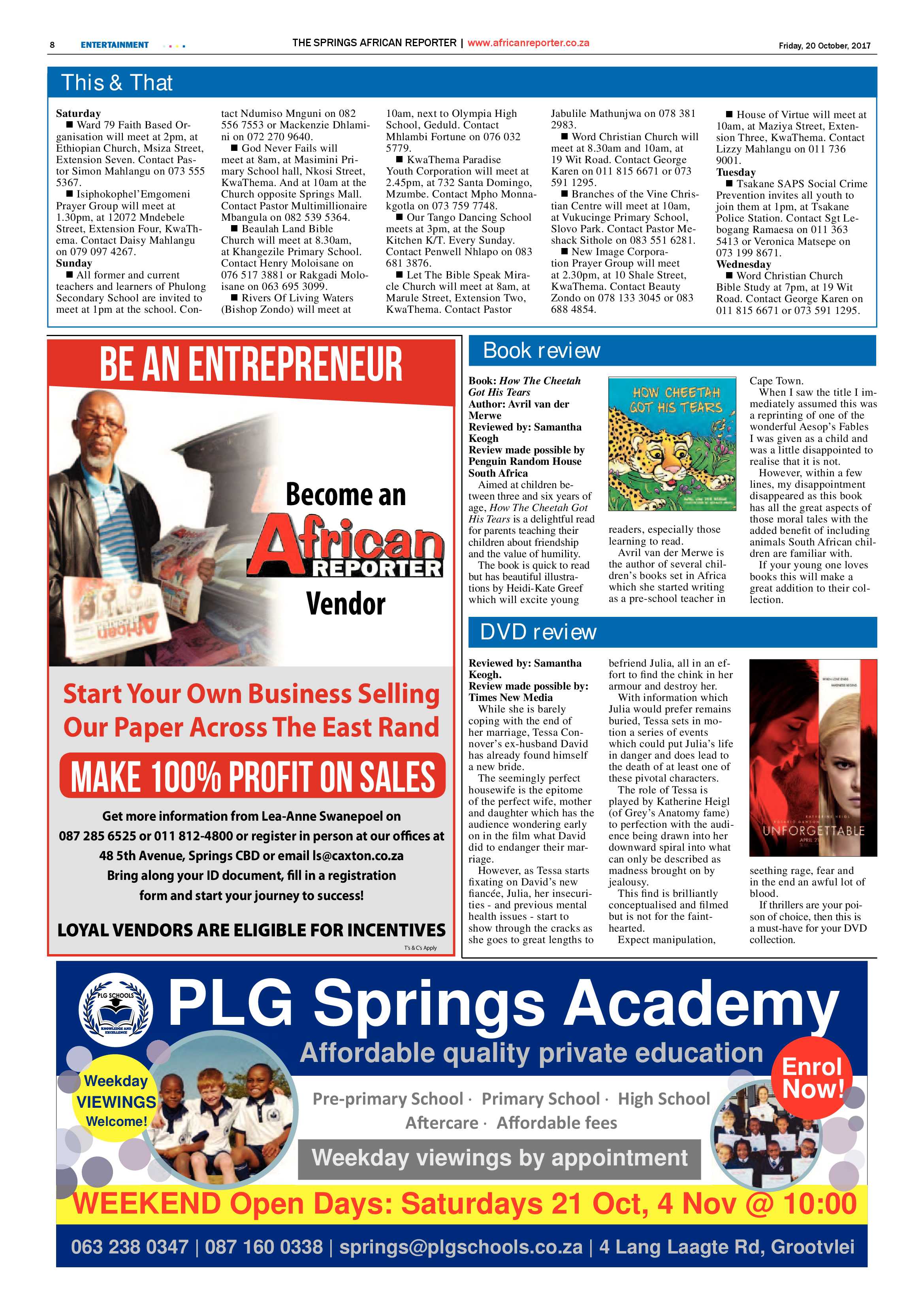 African Reporter 20 October 2017 page 8