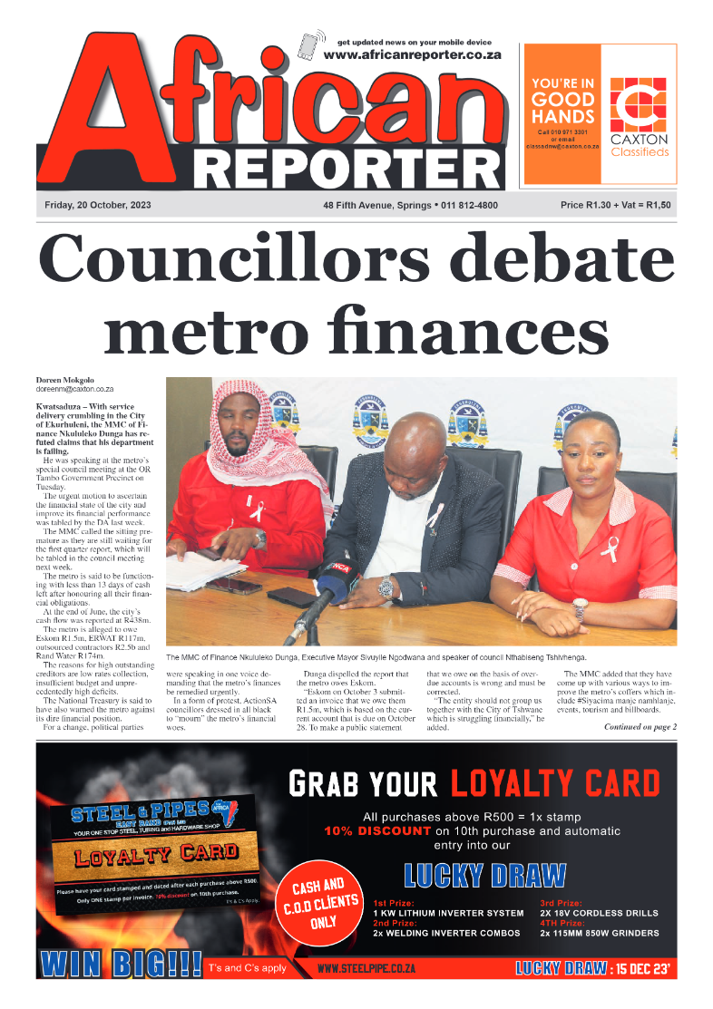 African Reporter 20 October 2023 page 1