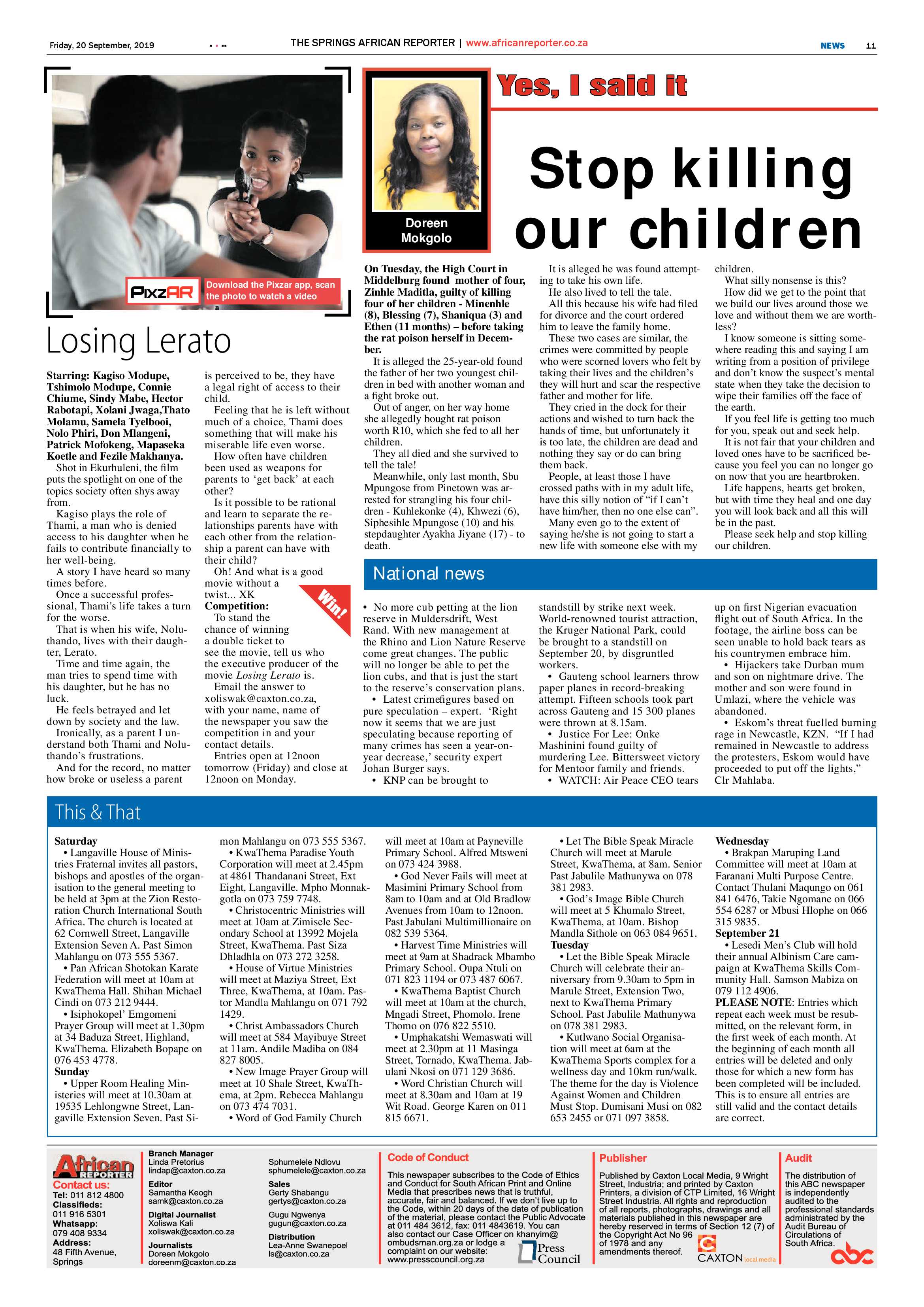 African Reporter 20 September 2019 page 11