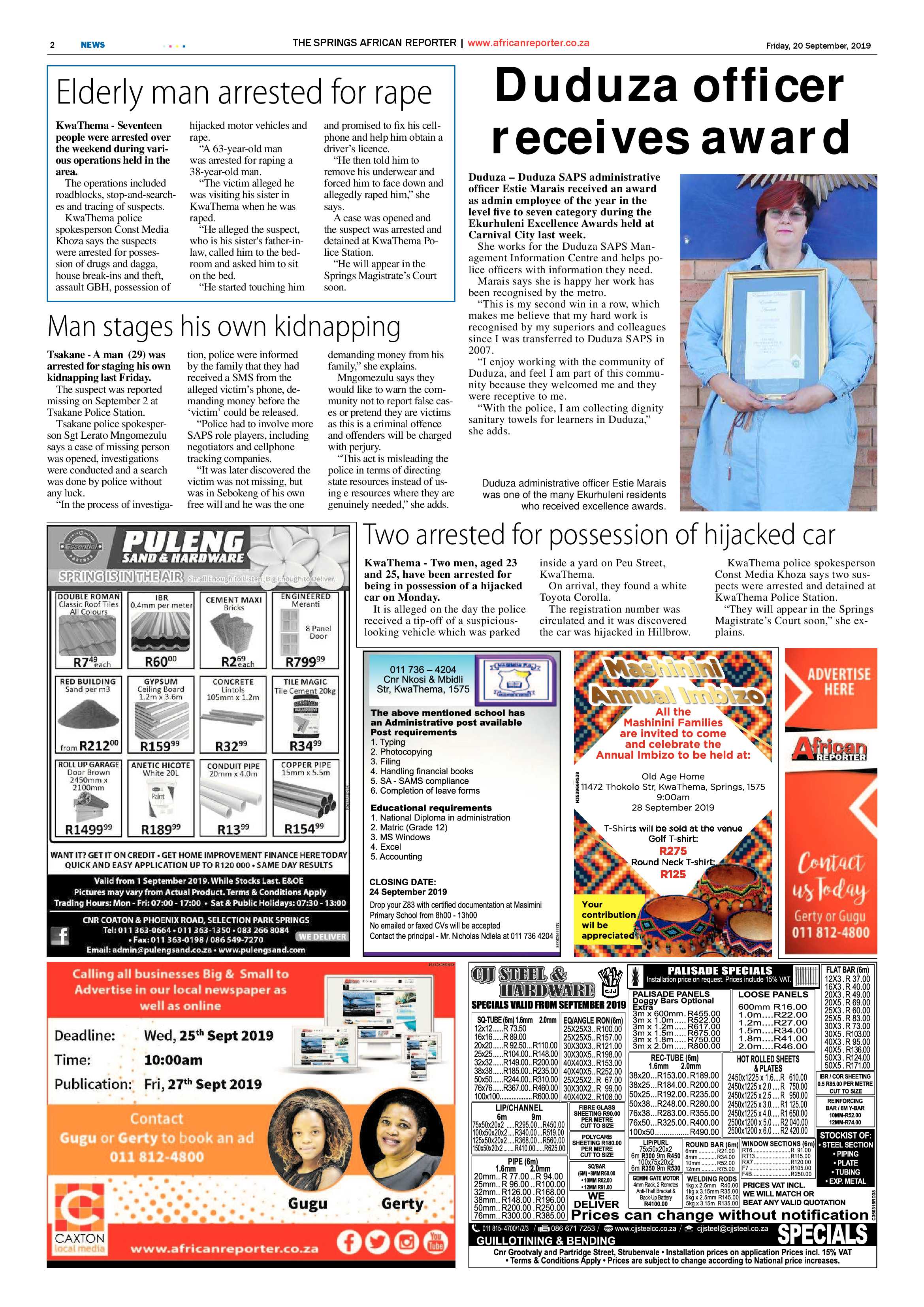 African Reporter 20 September 2019 page 2