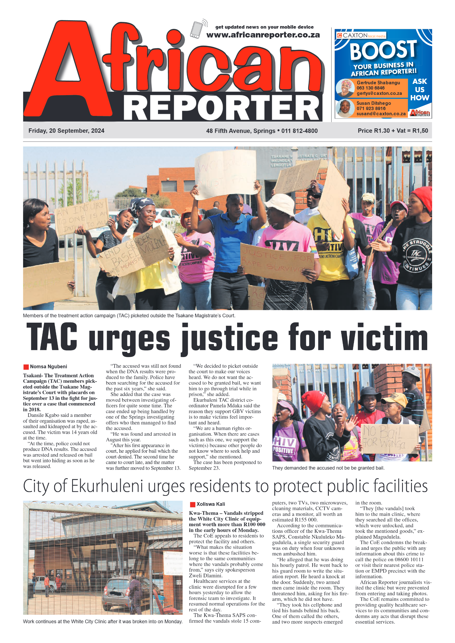 African Reporter 20 September 2024 page 1