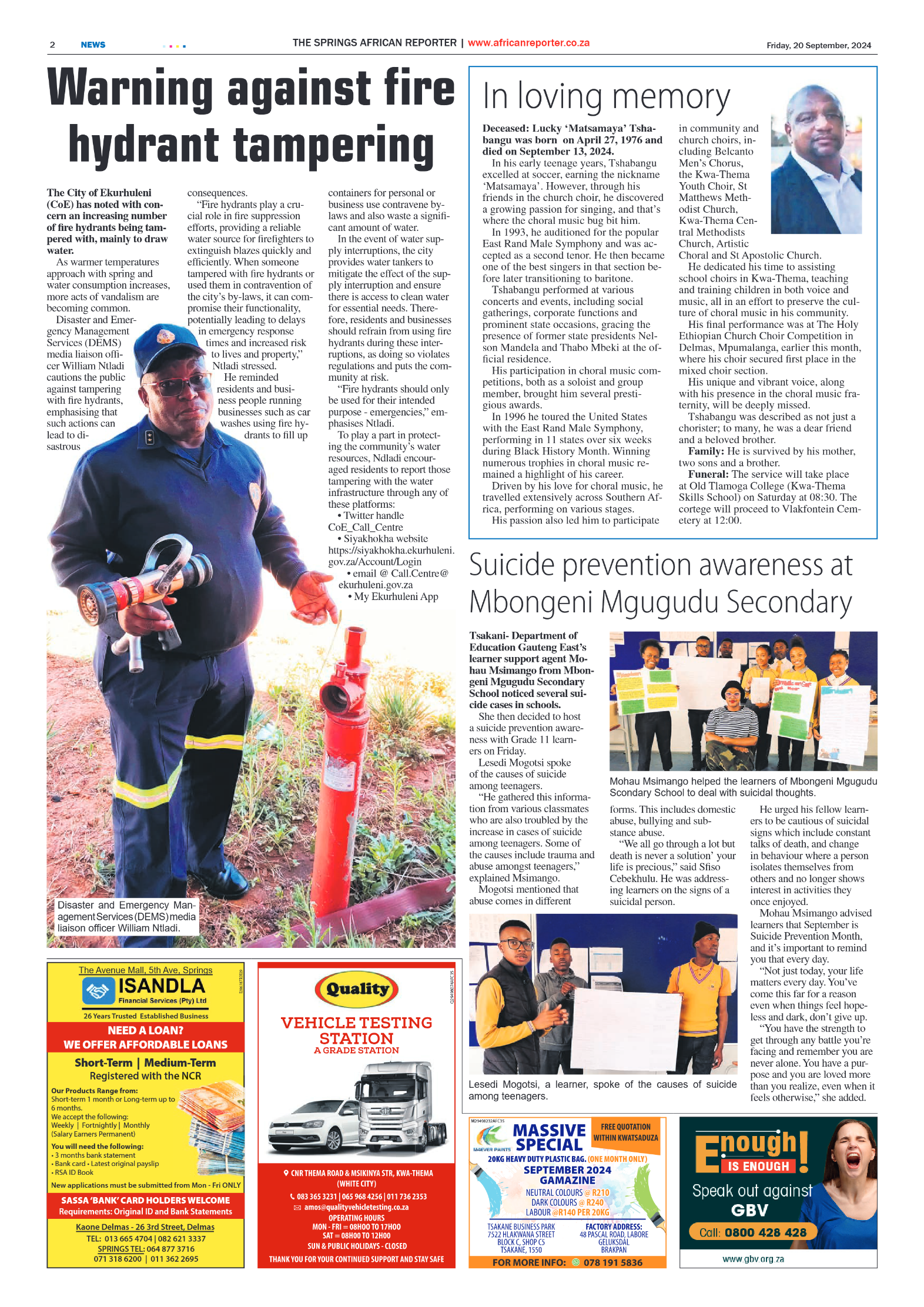 African Reporter 20 September 2024 page 2