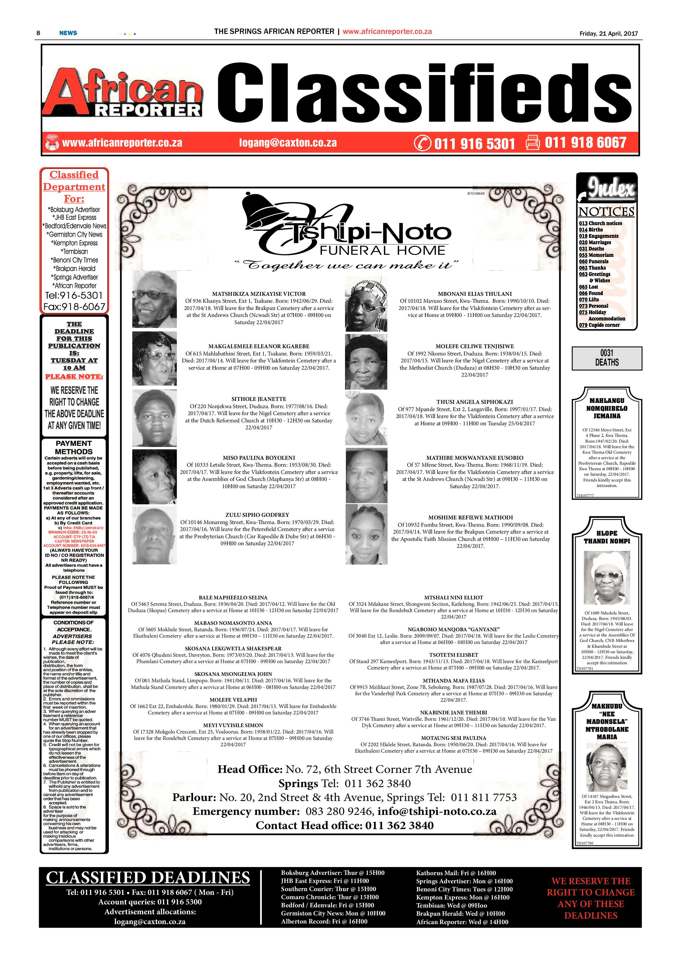 African Reporter 21 April 2017 page 8