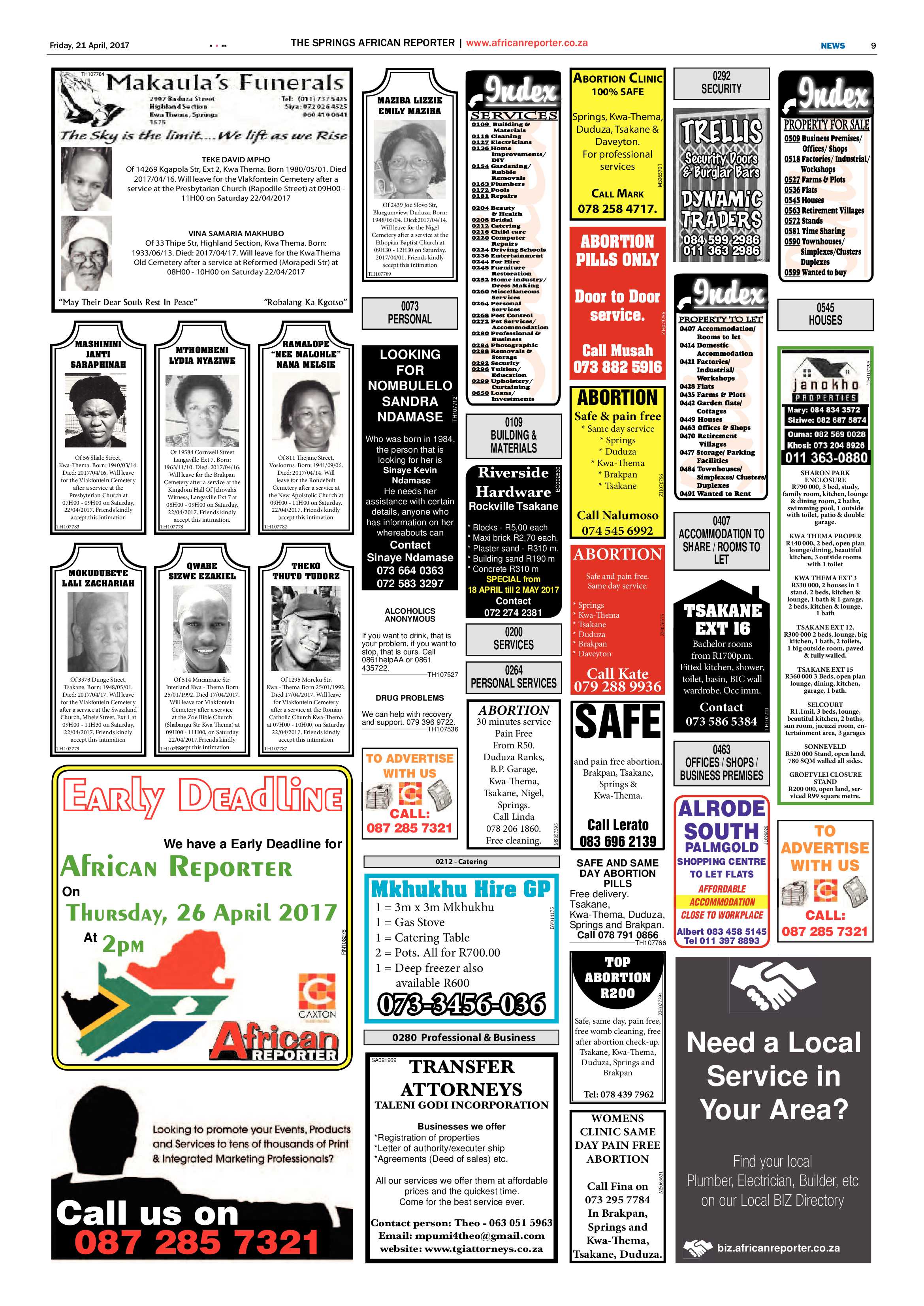African Reporter 21 April 2017 page 9