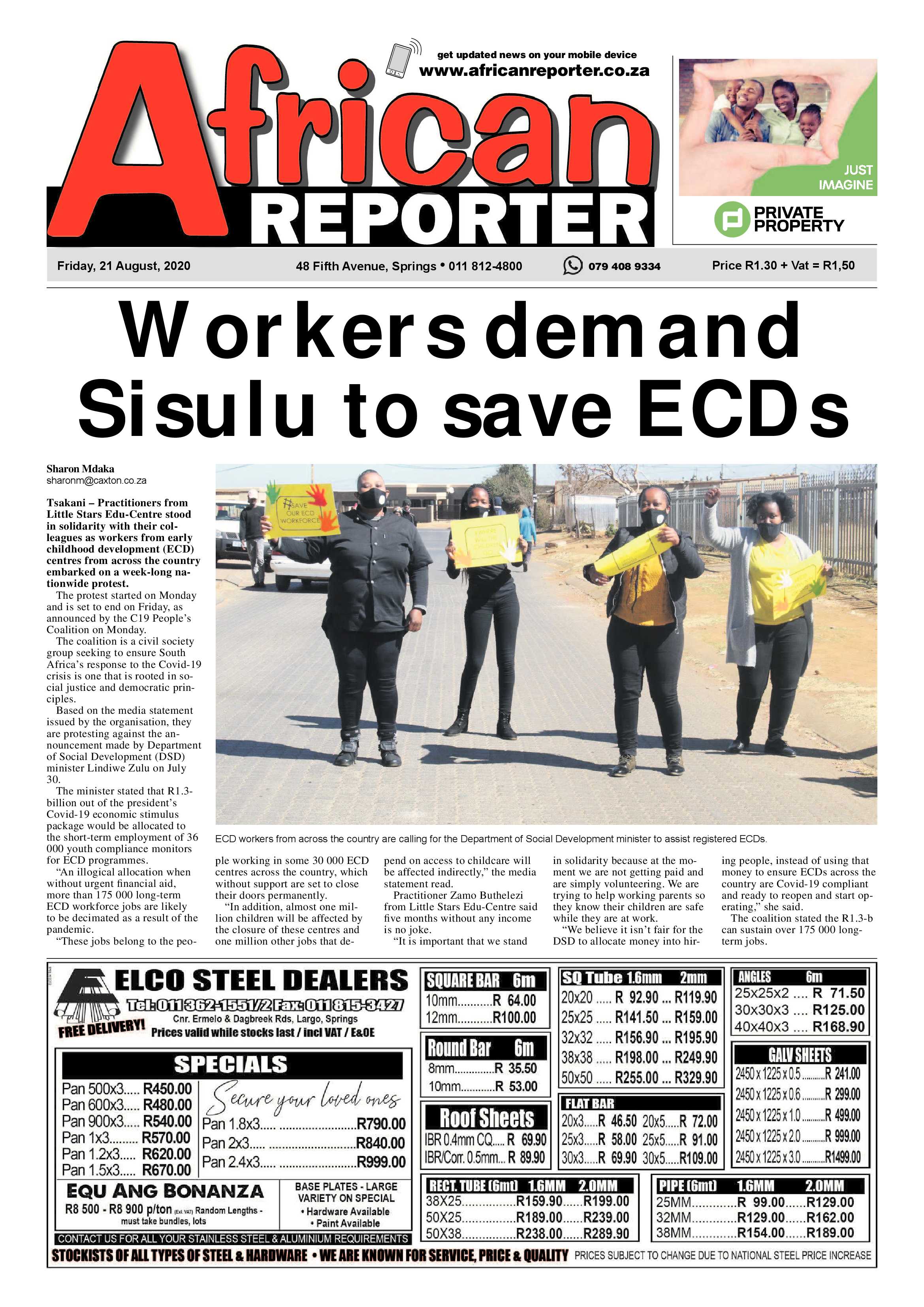 African Reporter 21 August 2020 page 1