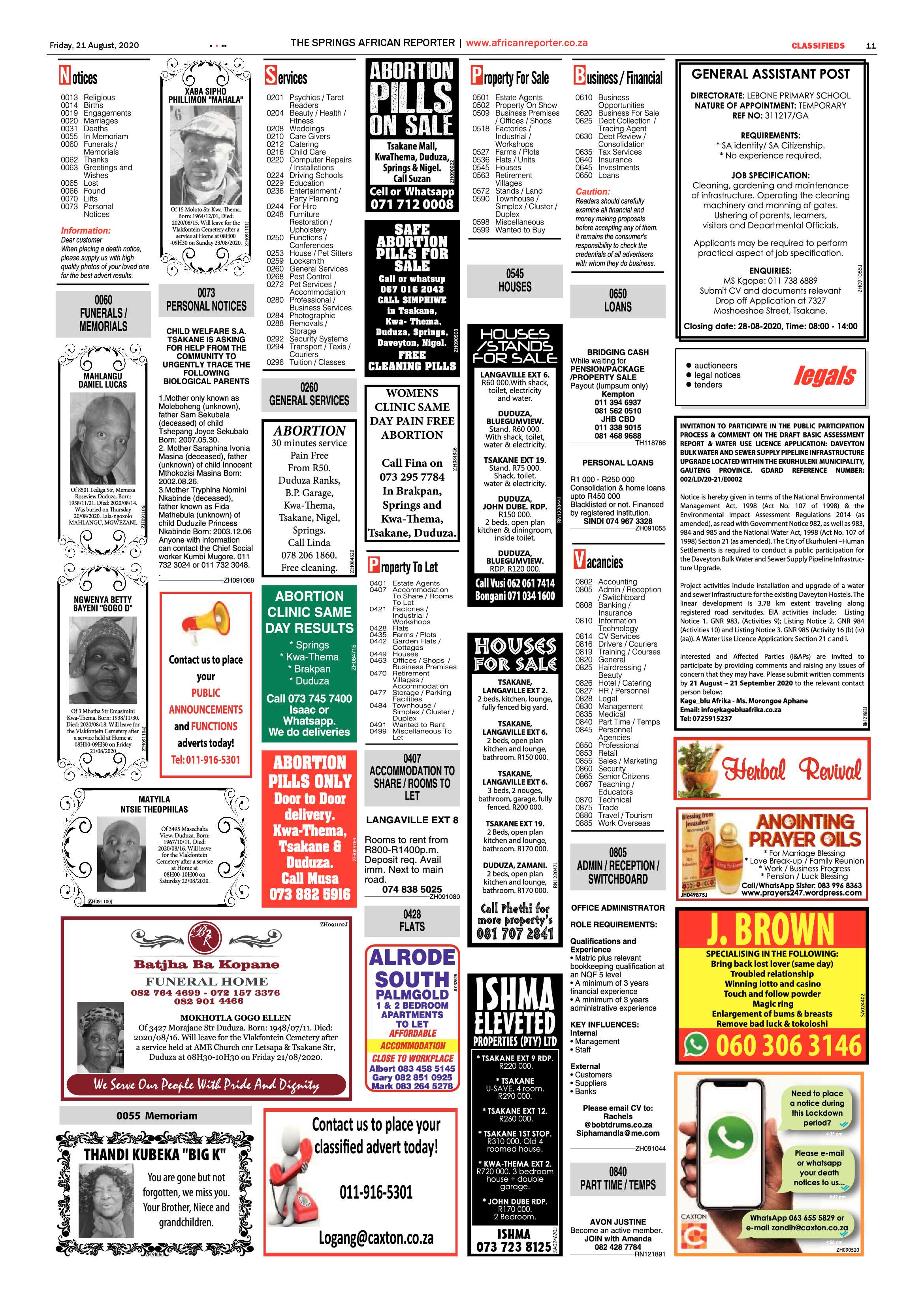 African Reporter 21 August 2020 page 11