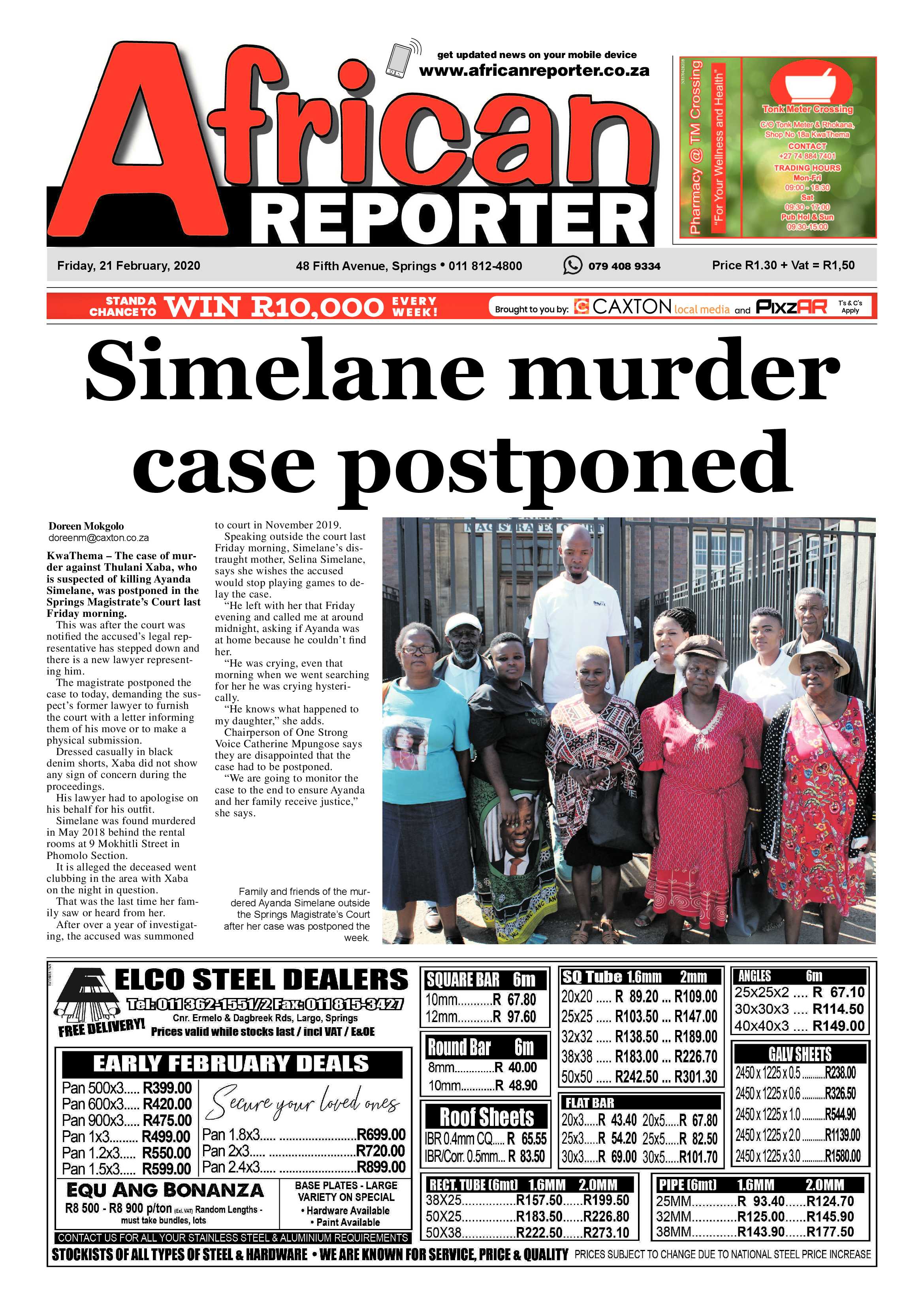 African Reporter 21 February 2020 page 1