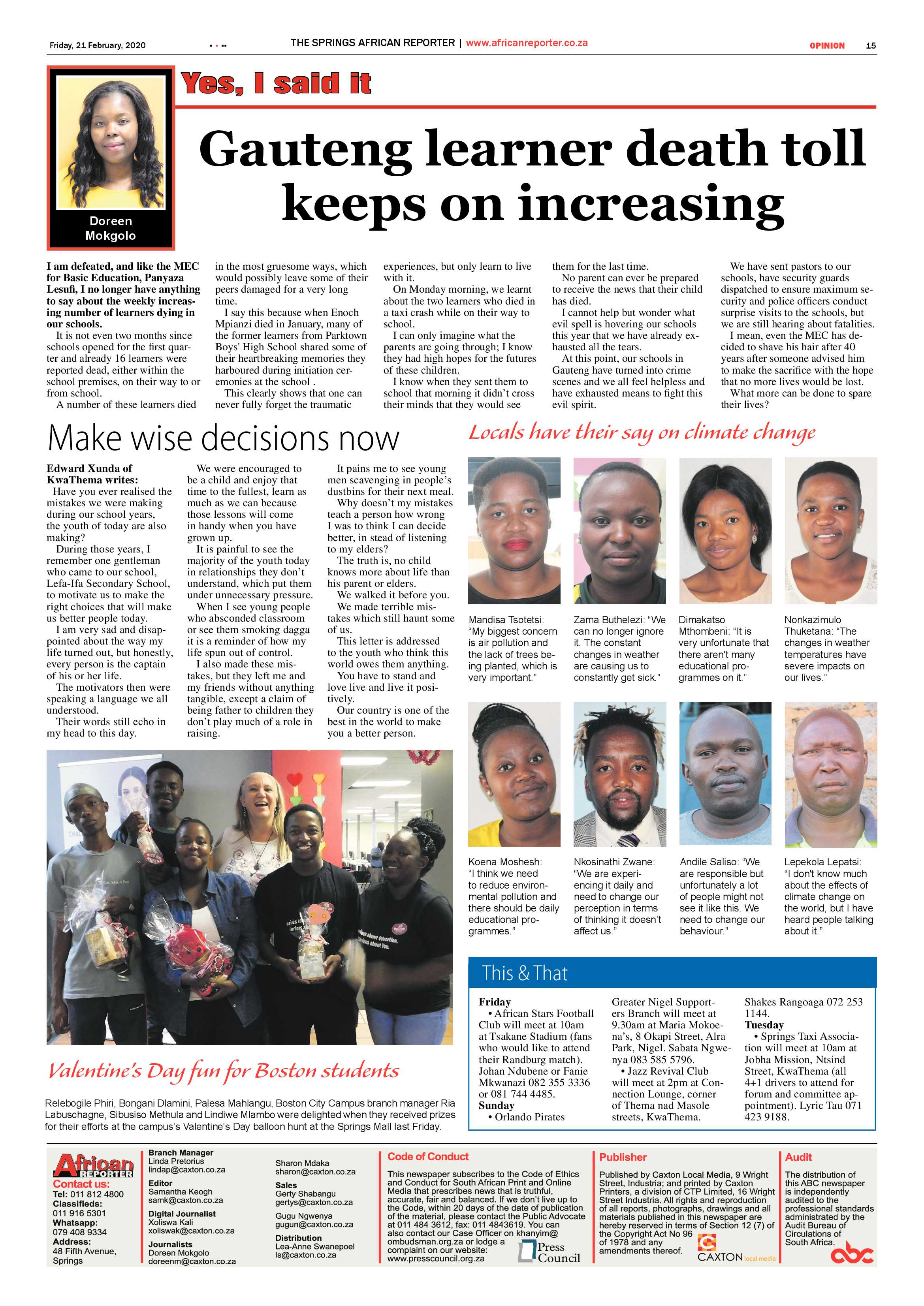 African Reporter 21 February 2020 page 15