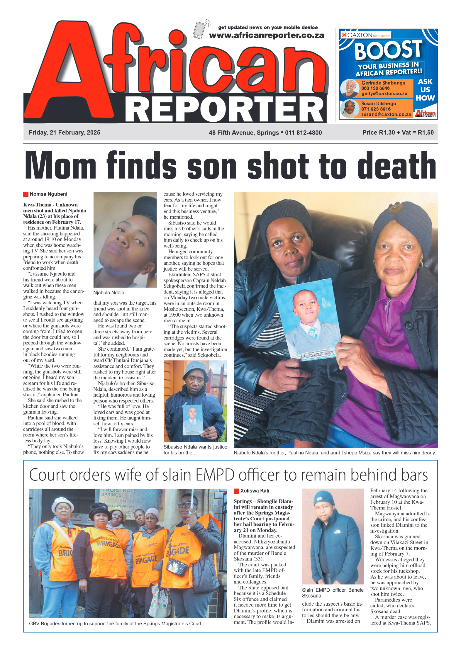 African Reporter 21 February 2025 page 1