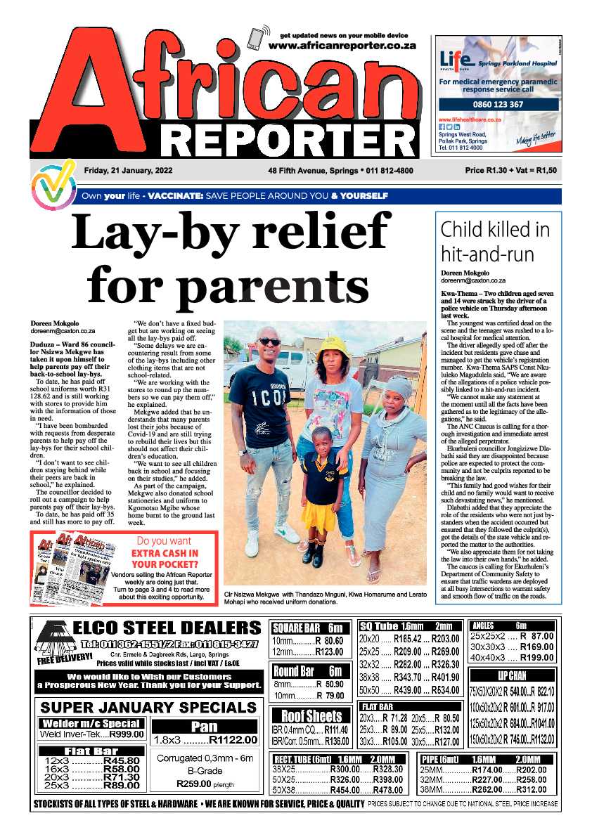 African Reporter 21 January 2022 page 1
