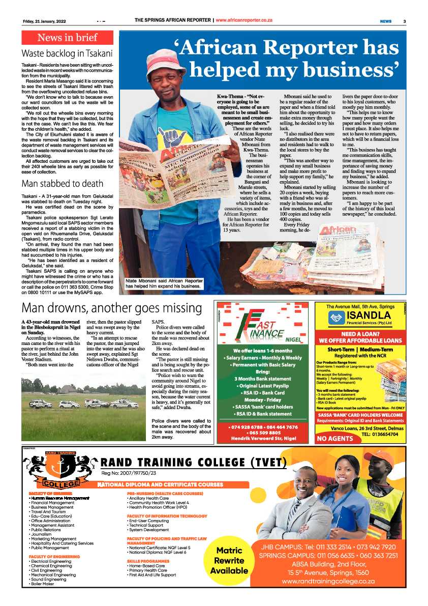African Reporter 21 January 2022 page 3