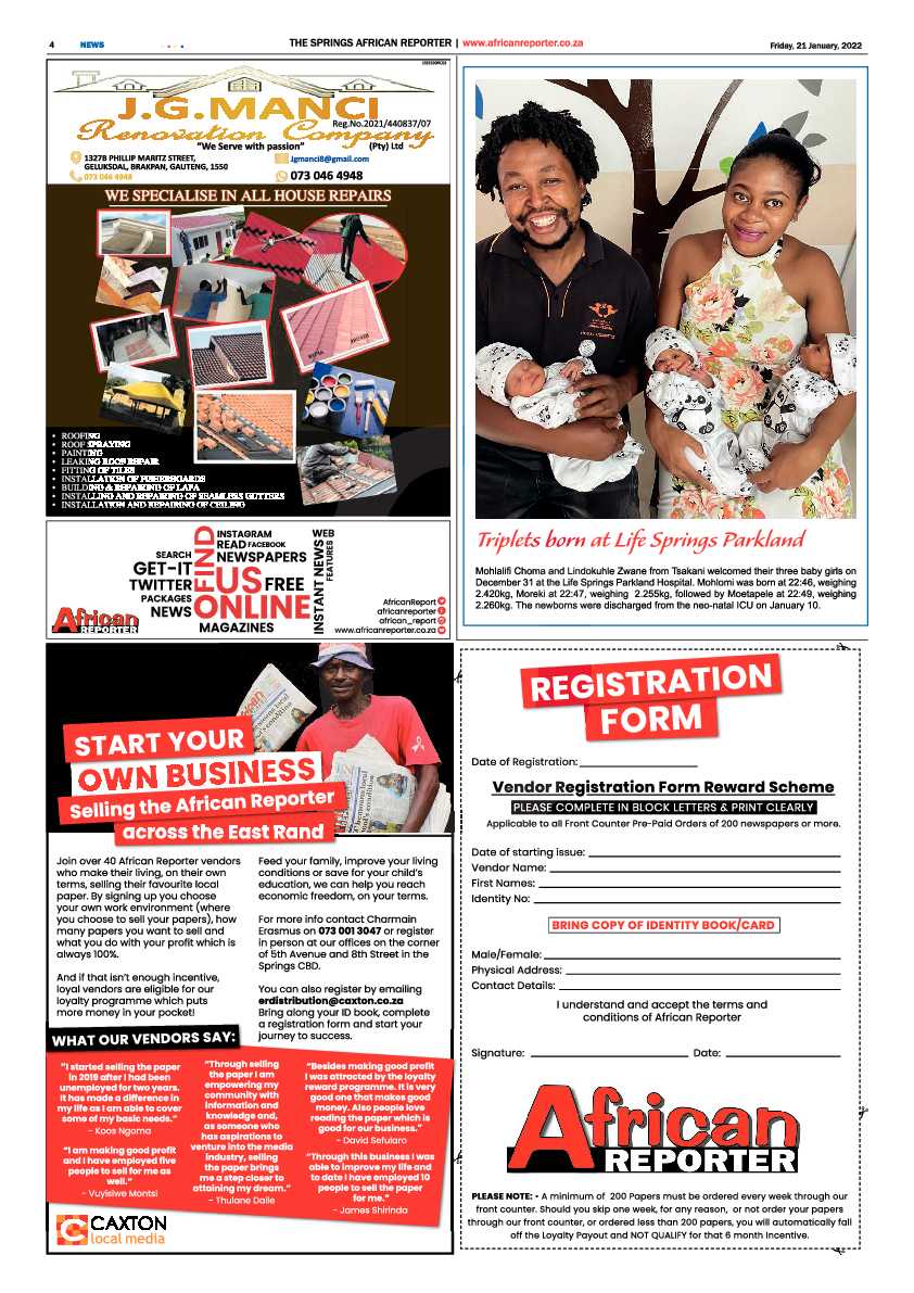African Reporter 21 January 2022 page 4
