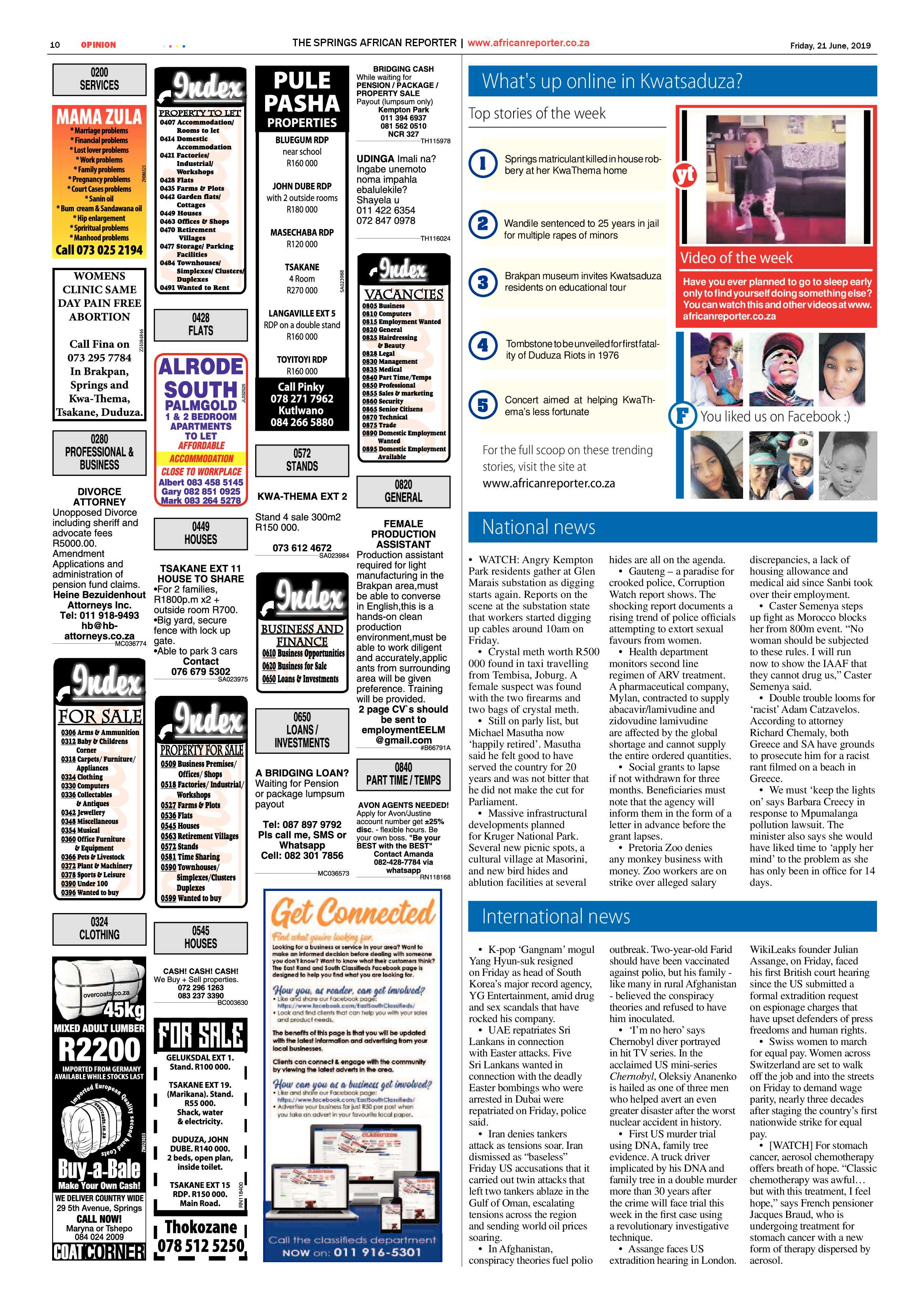 African Reporter 21 June 2019 page 10