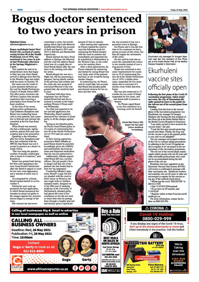 African Reporter 21 May 2021 page 2