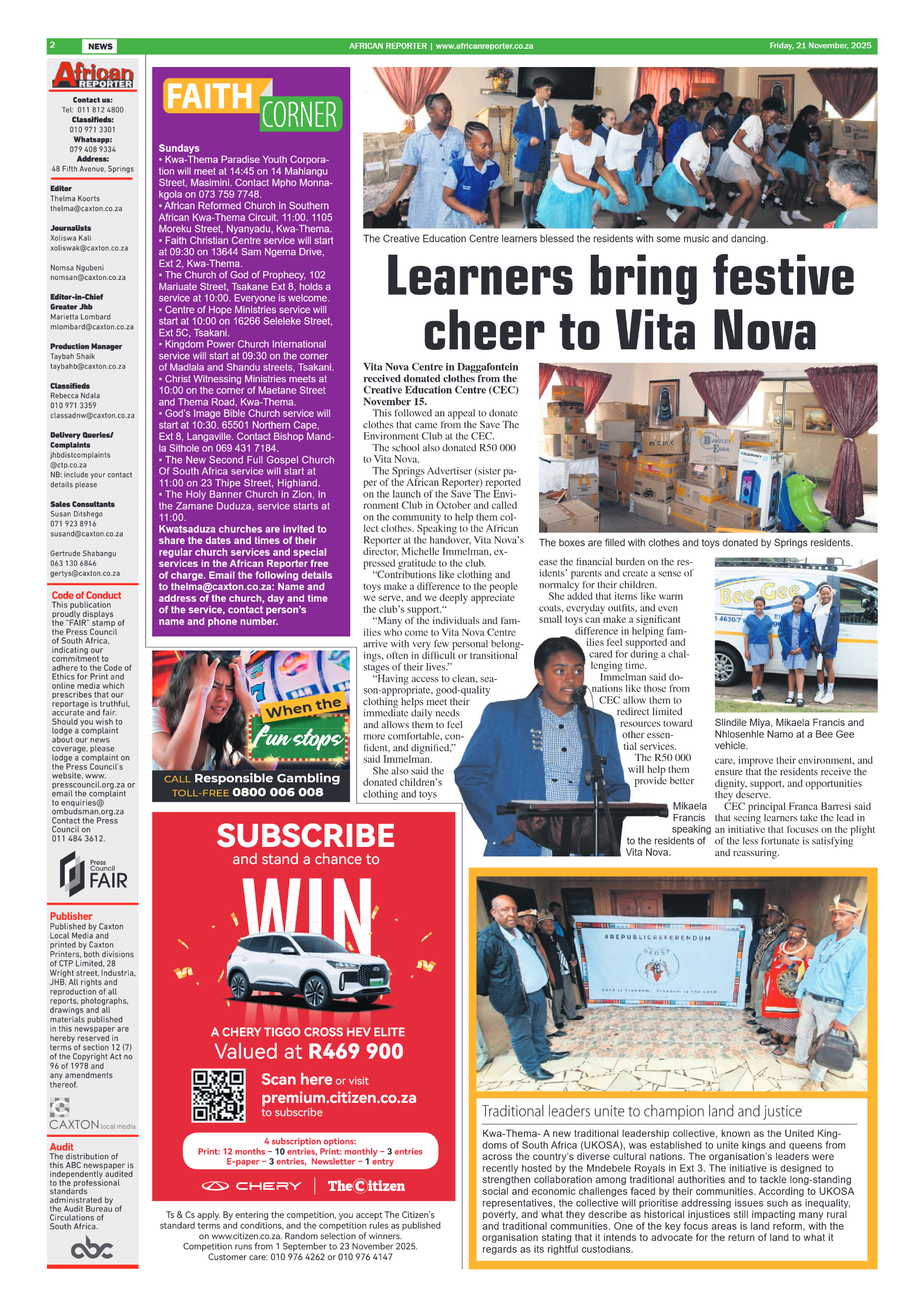 African Reporter 21 November 2025 page 2