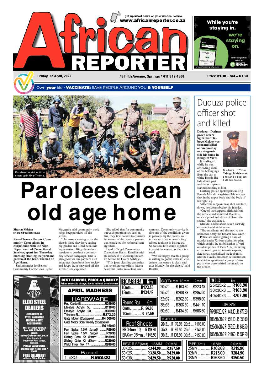 African Reporter 22 April 2022 page 1