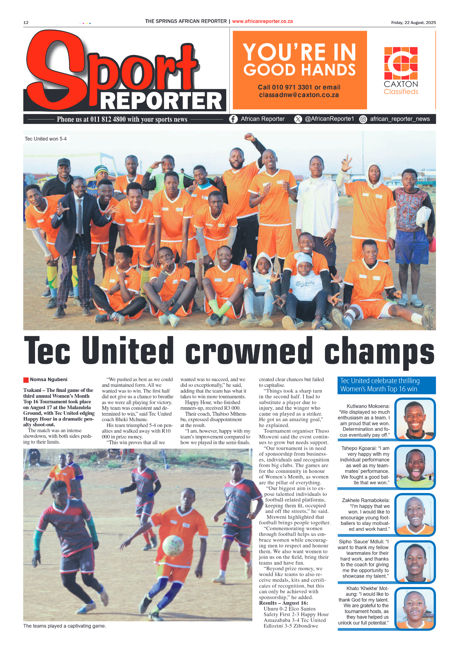 African Reporter 22 August 2025 page 12