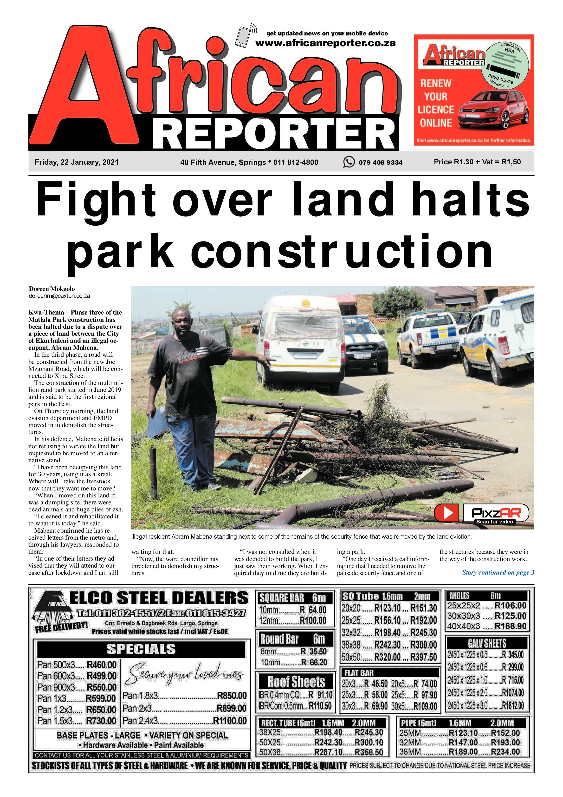 African Reporter 22 January 2021 page 1