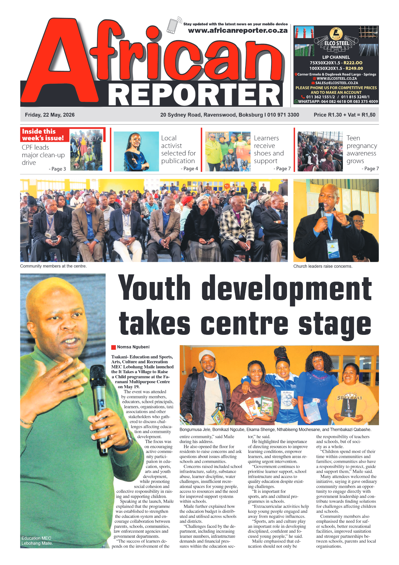 African Reporter 22 May 2026 page 1