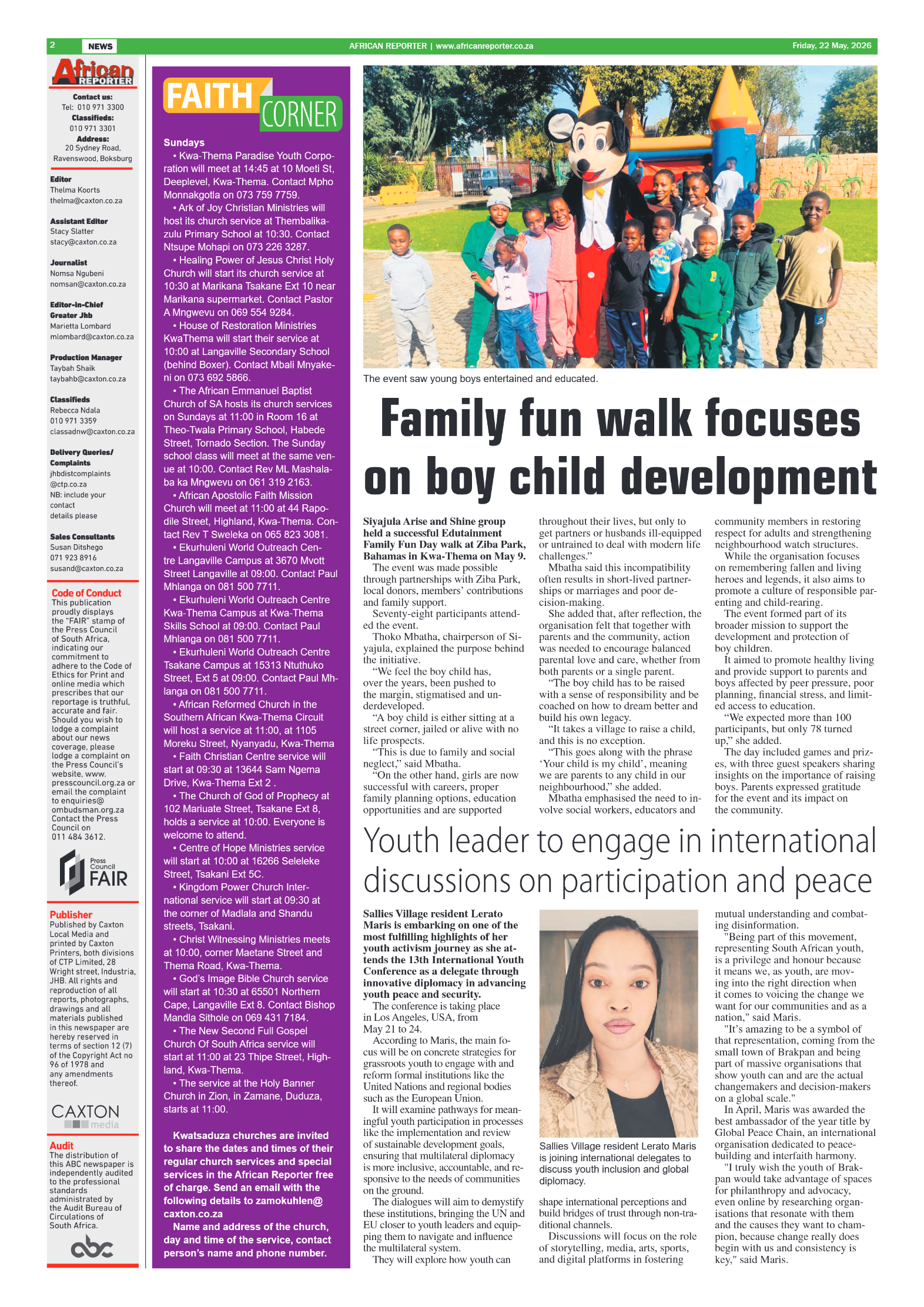 African Reporter 22 May 2026 page 2