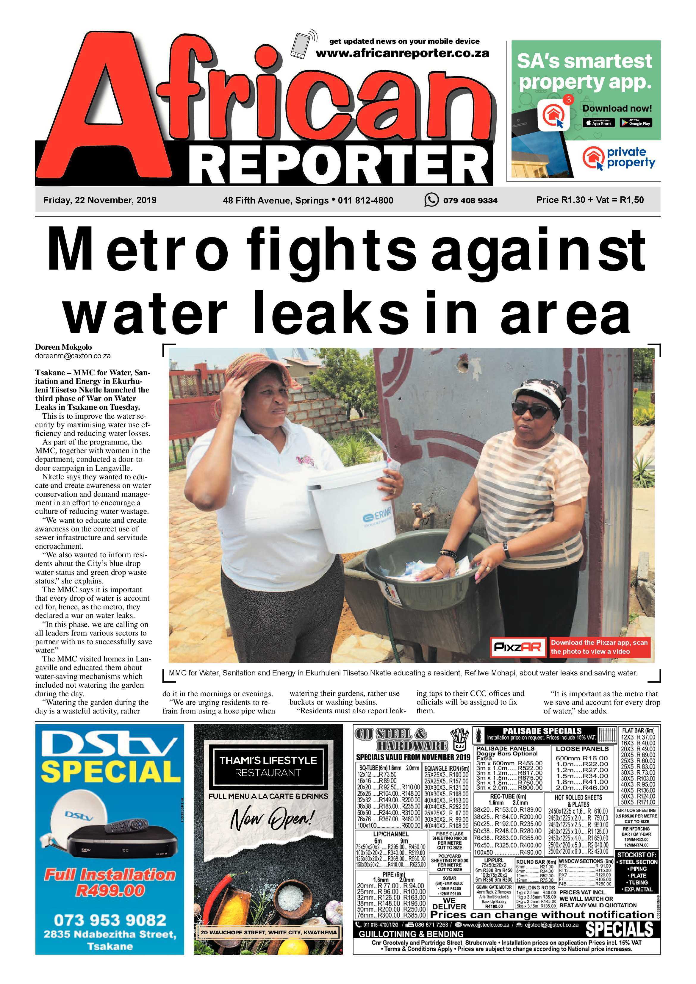 African Reporter 22 November 2019 page 1